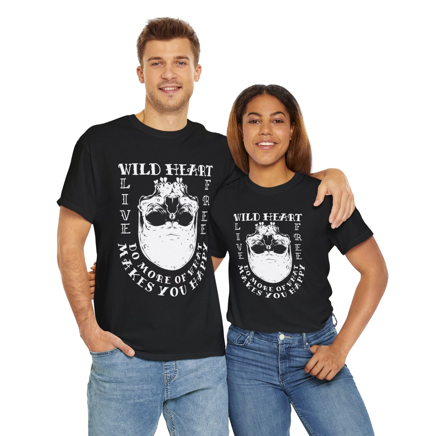 Wild Heart Skull Unisex Cotton Crewneck Graphic T-shirt