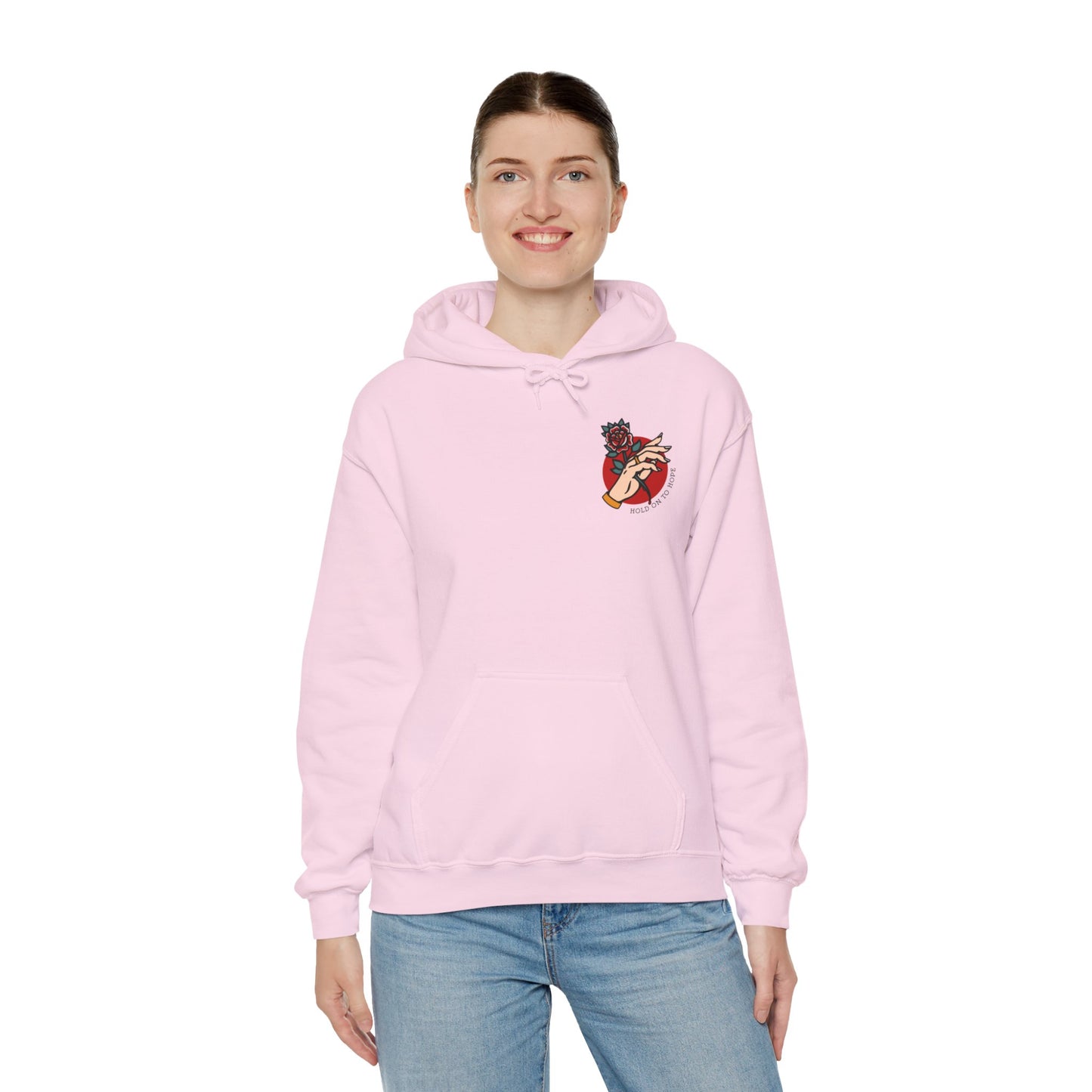 Hold On To Hope Good Things Will Come Graphic Hoodie Sweatshirt in Pink from Topaz Peaks