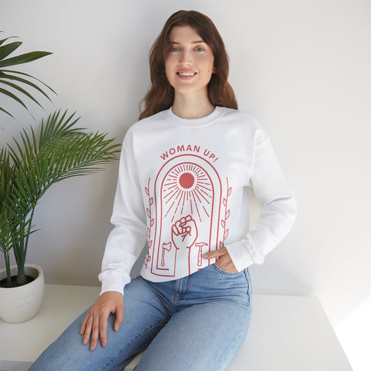 Woman Up! Unisex Crewneck Graphic Sweatshirt