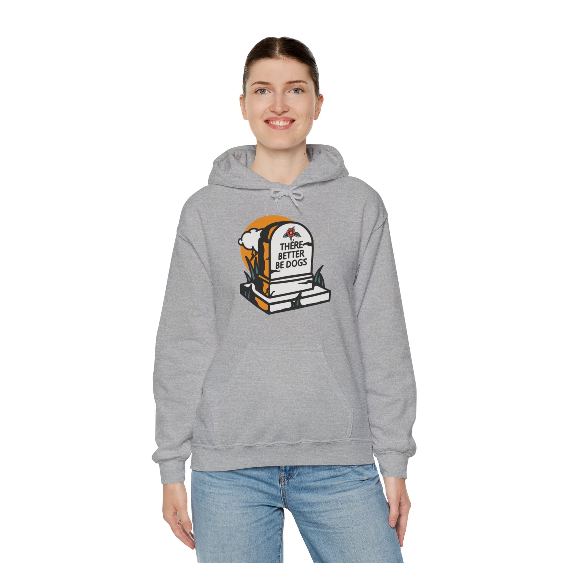 There Better Be Dogs Gravestone Gray Graphic Hoodie Sweatshirt from AllDoggosGoToHeaven and Topaz Peaks