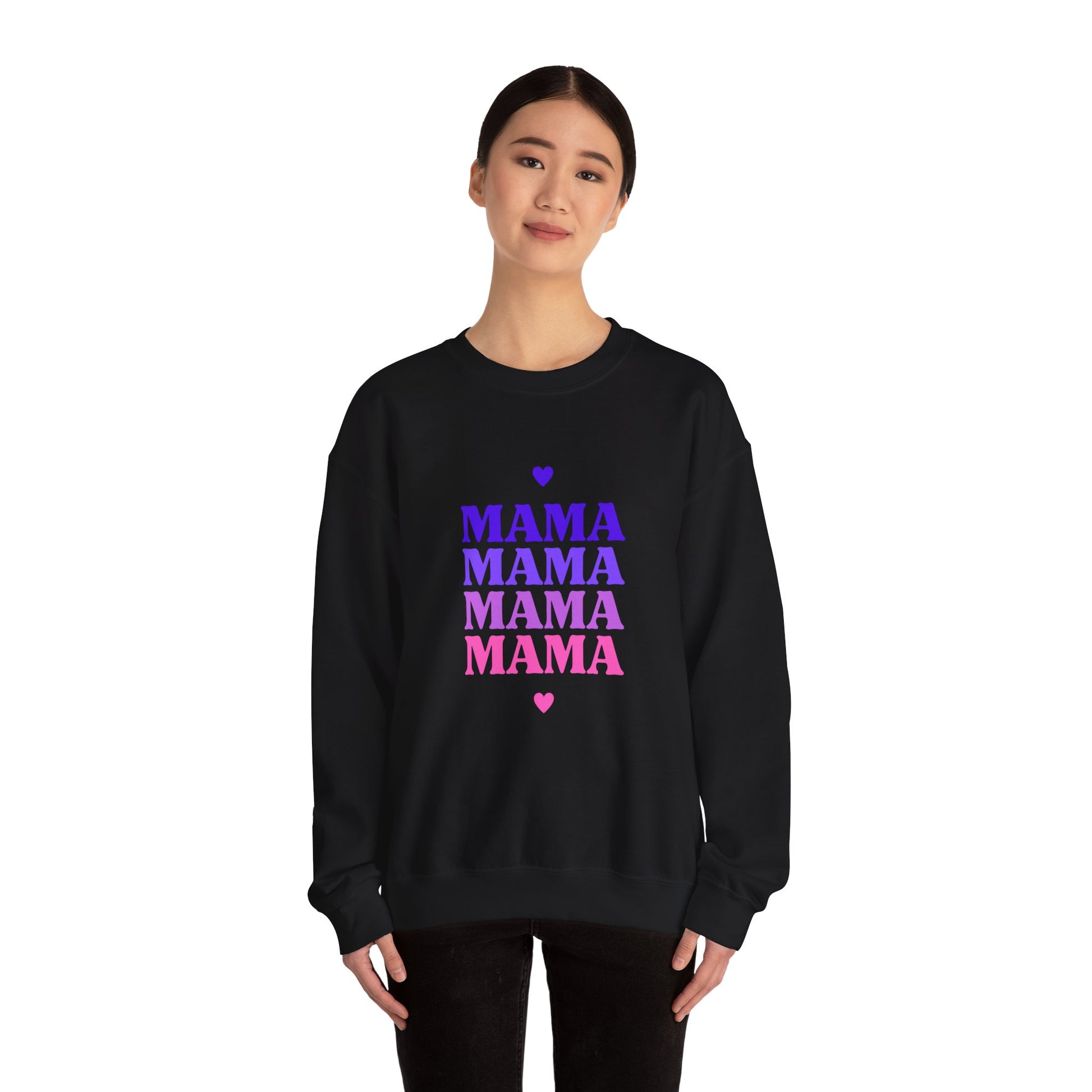 Mama Heart Graphic Crewneck Sweatshirt in Black from Topaz Peaks