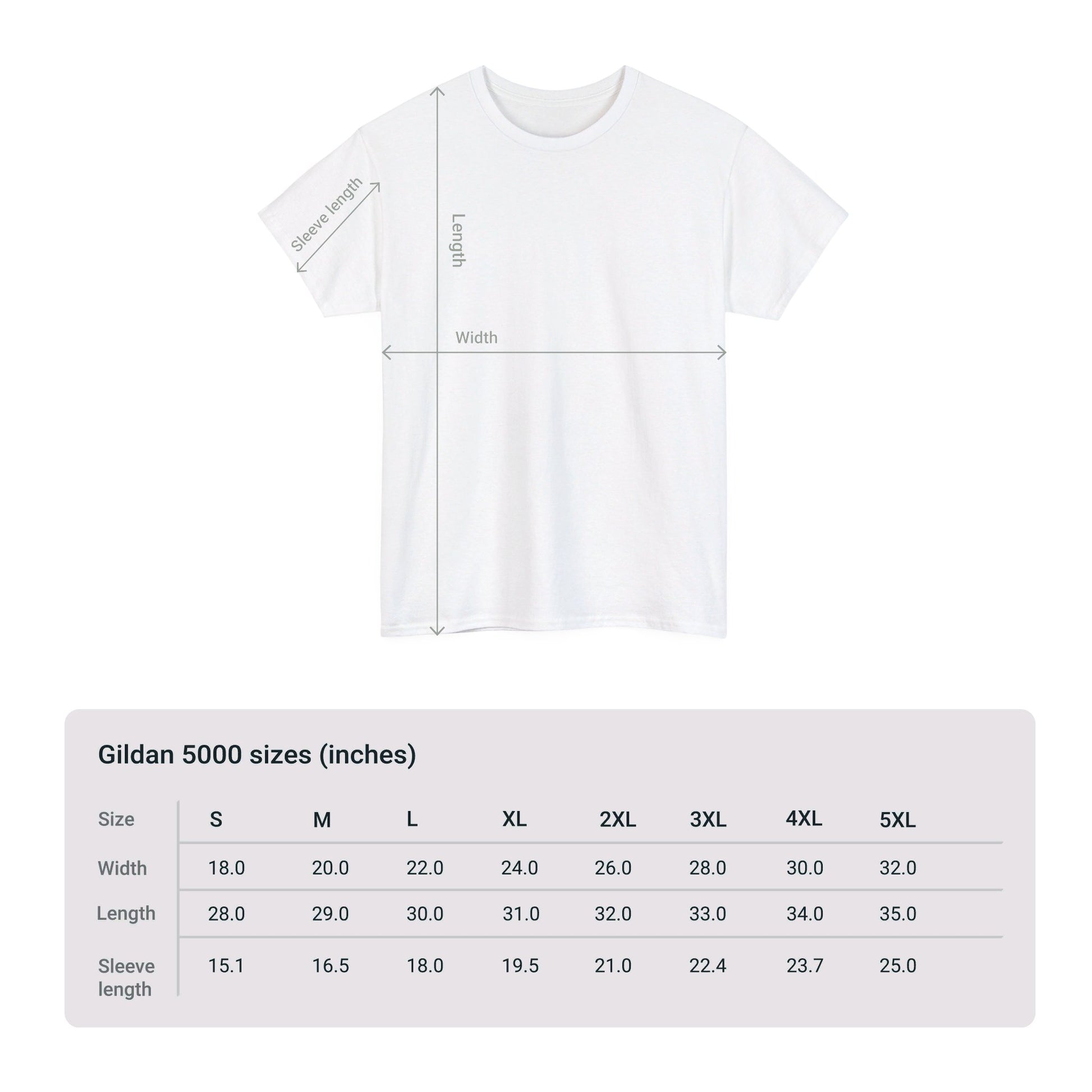 Sizing Chart for Gildan Unisex T-shirt from Topaz Peaks.