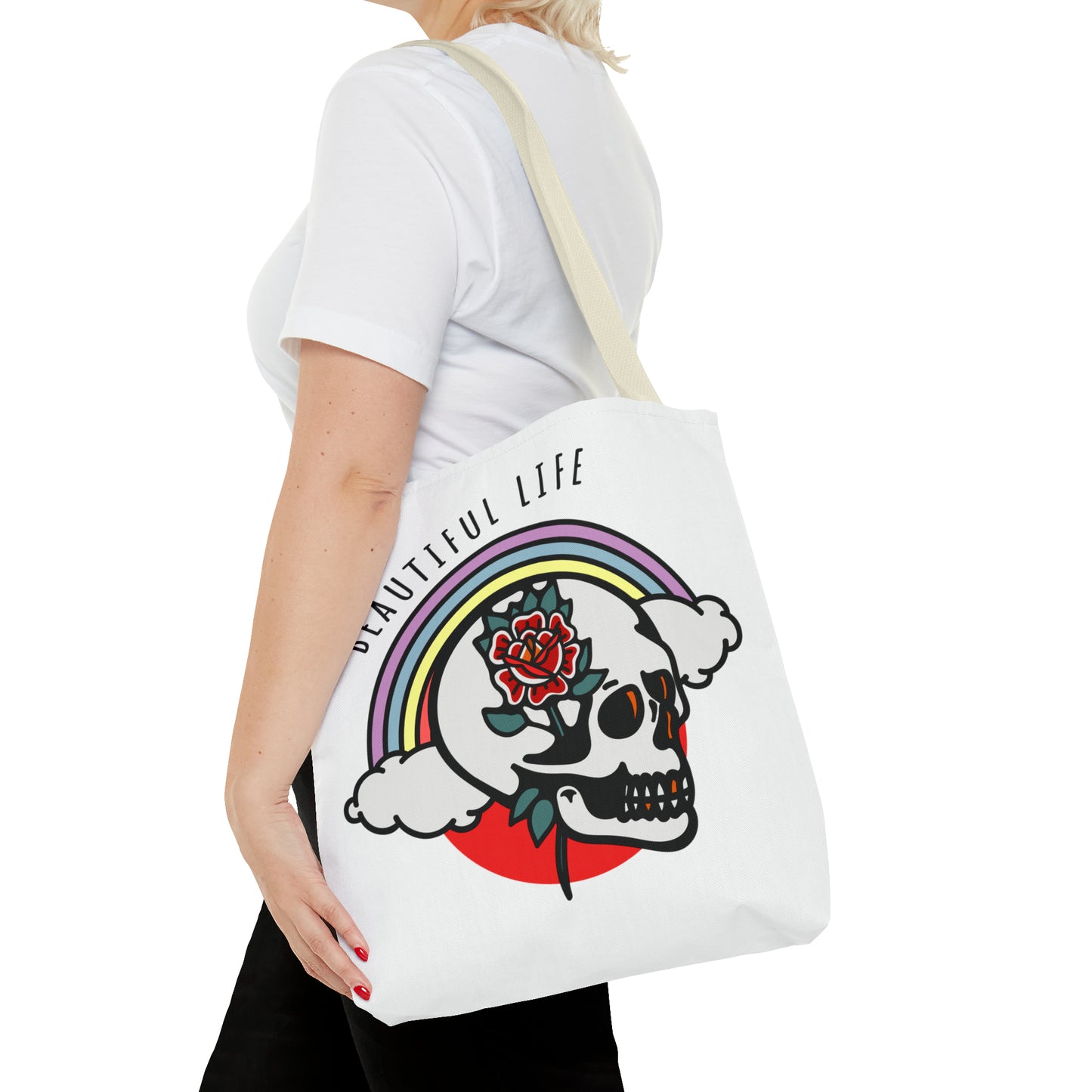 Beautiful Life Skull Cotton Tote Bag from Topaz Peaks