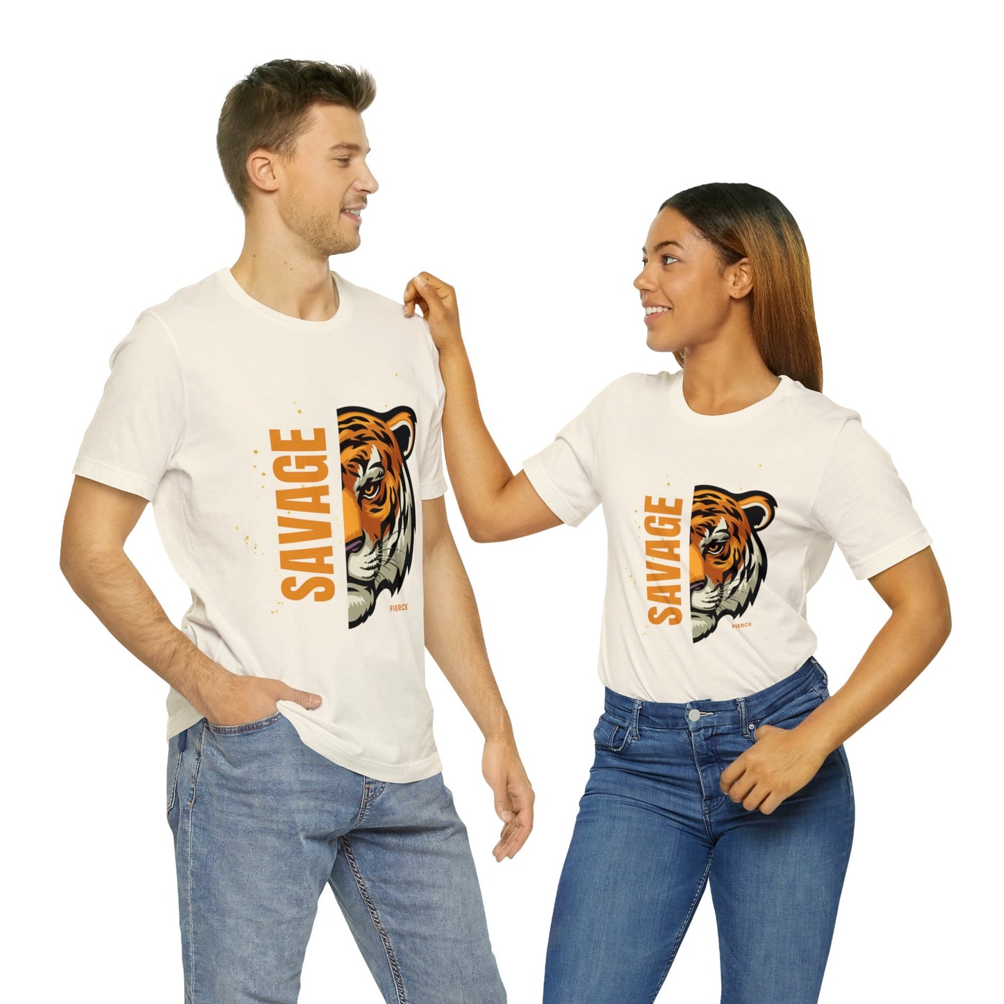 Savage Tiger Unisex Cotton Crewneck Graphic T-shirt