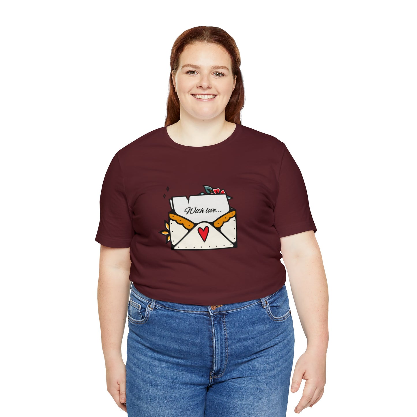 Love Letter Heart Graphic T-shirt in Maroon from Topaz Peaks