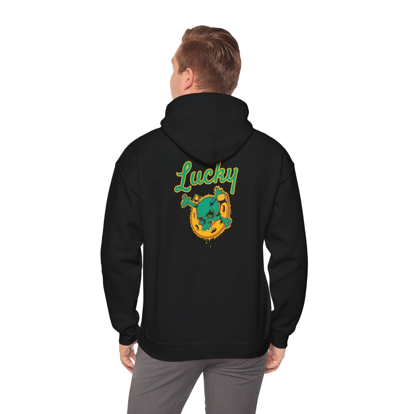 Lucky Horseshoe Skull and Crossbones Hoodie Sweatshirt in Black from Topaz Peaks