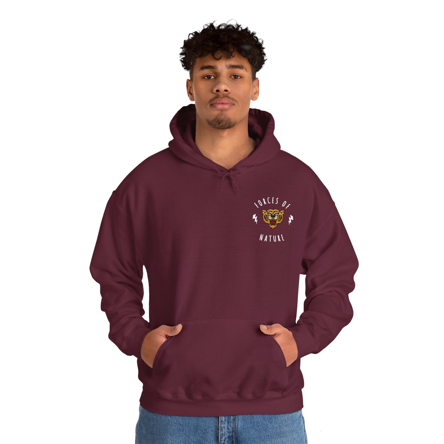 Forces of Nature Tiger Graphic Hoodie Sweatshirt in Maroon from Topaz Peaks