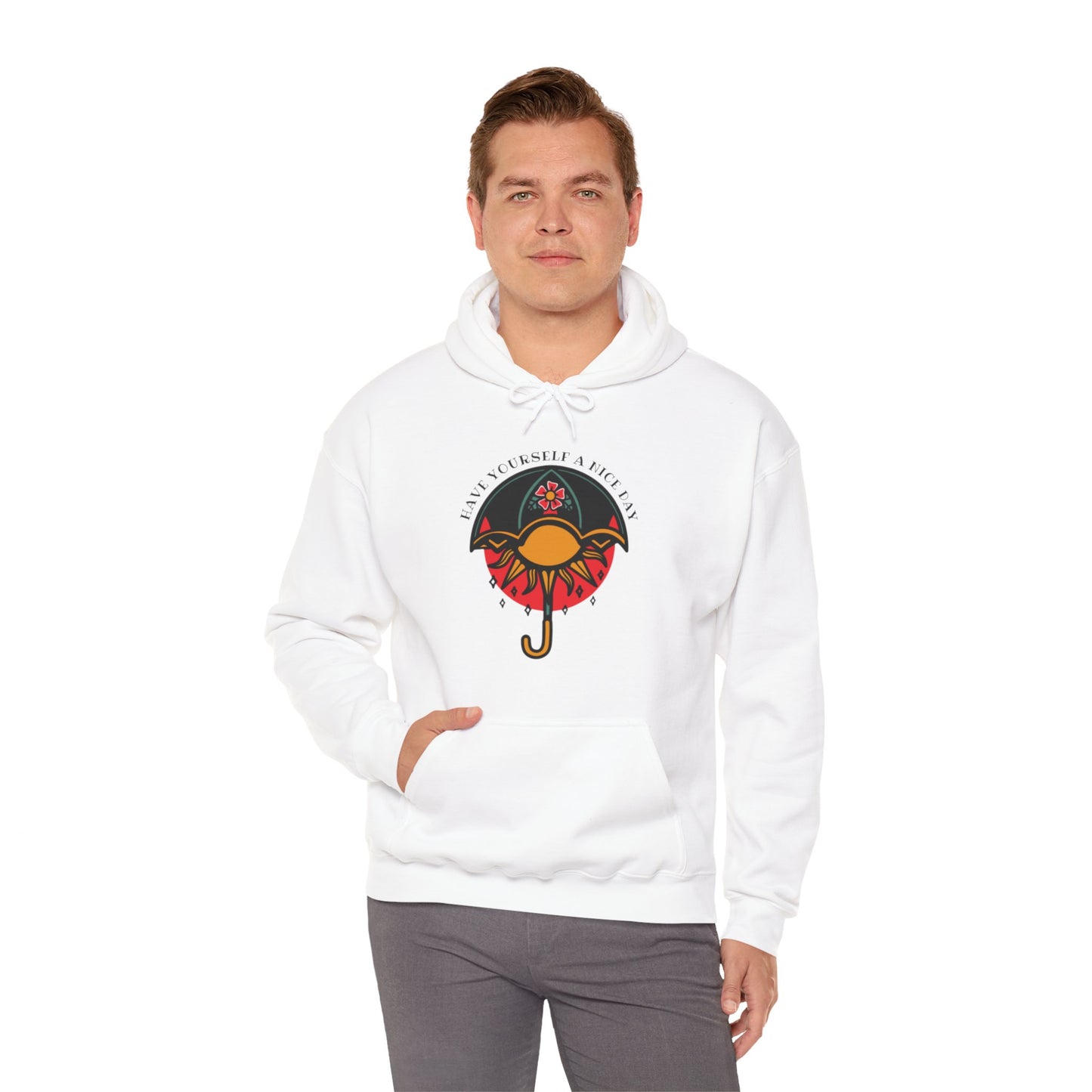 Have a Nice Day Vintage Graphic Hoodie Sweatshirt in White from Topaz Peaks