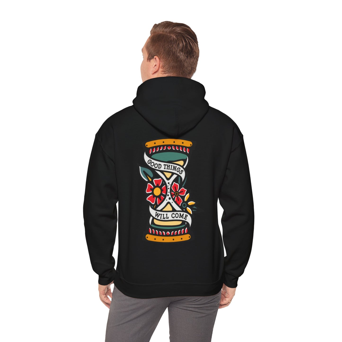 Hold On To Hope Good Things Will Come Graphic Hoodie Sweatshirt in Black from Topaz Peaks