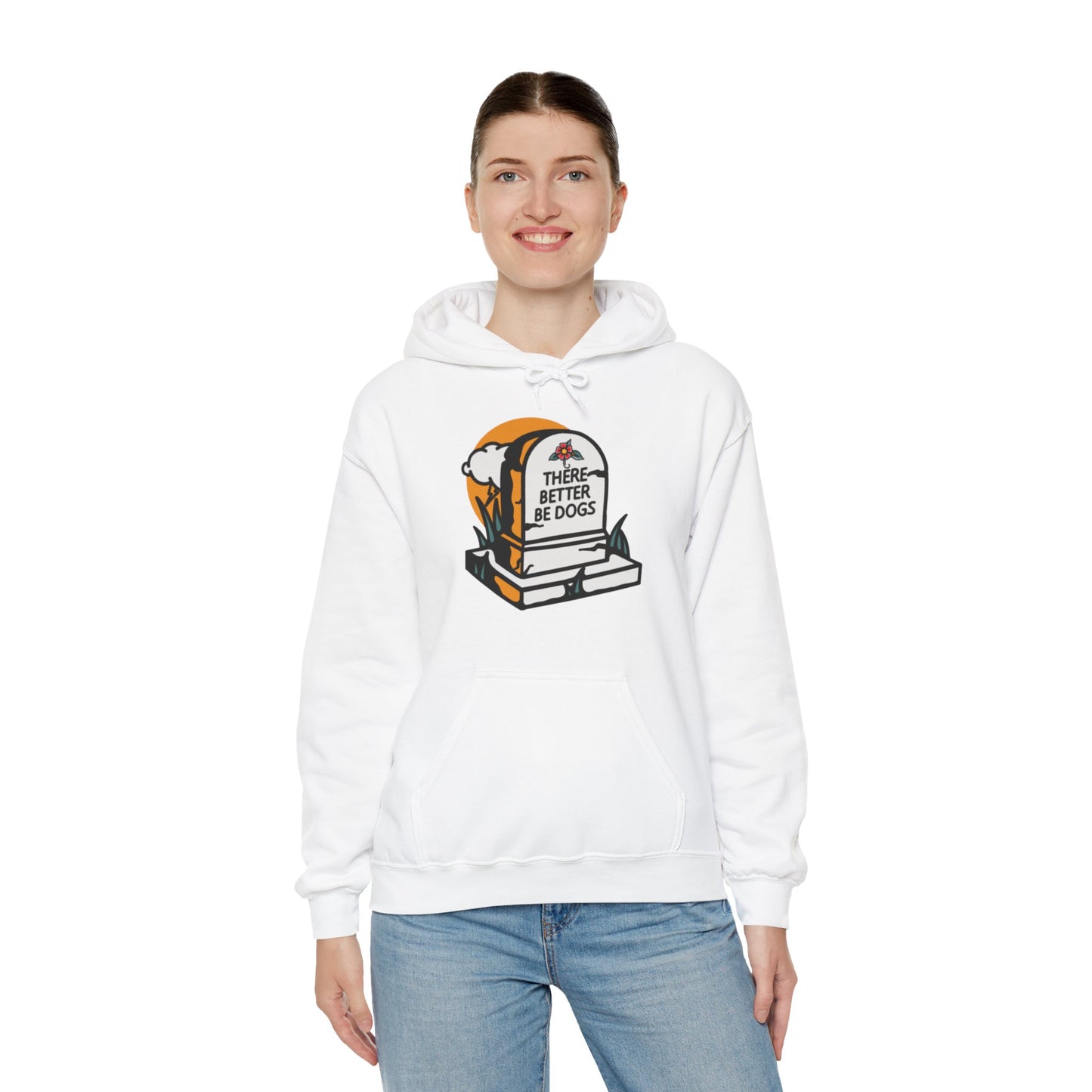 There Better Be Dogs Gravestone White Graphic Hoodie Sweatshirt from AllDoggosGoToHeaven and Topaz Peaks