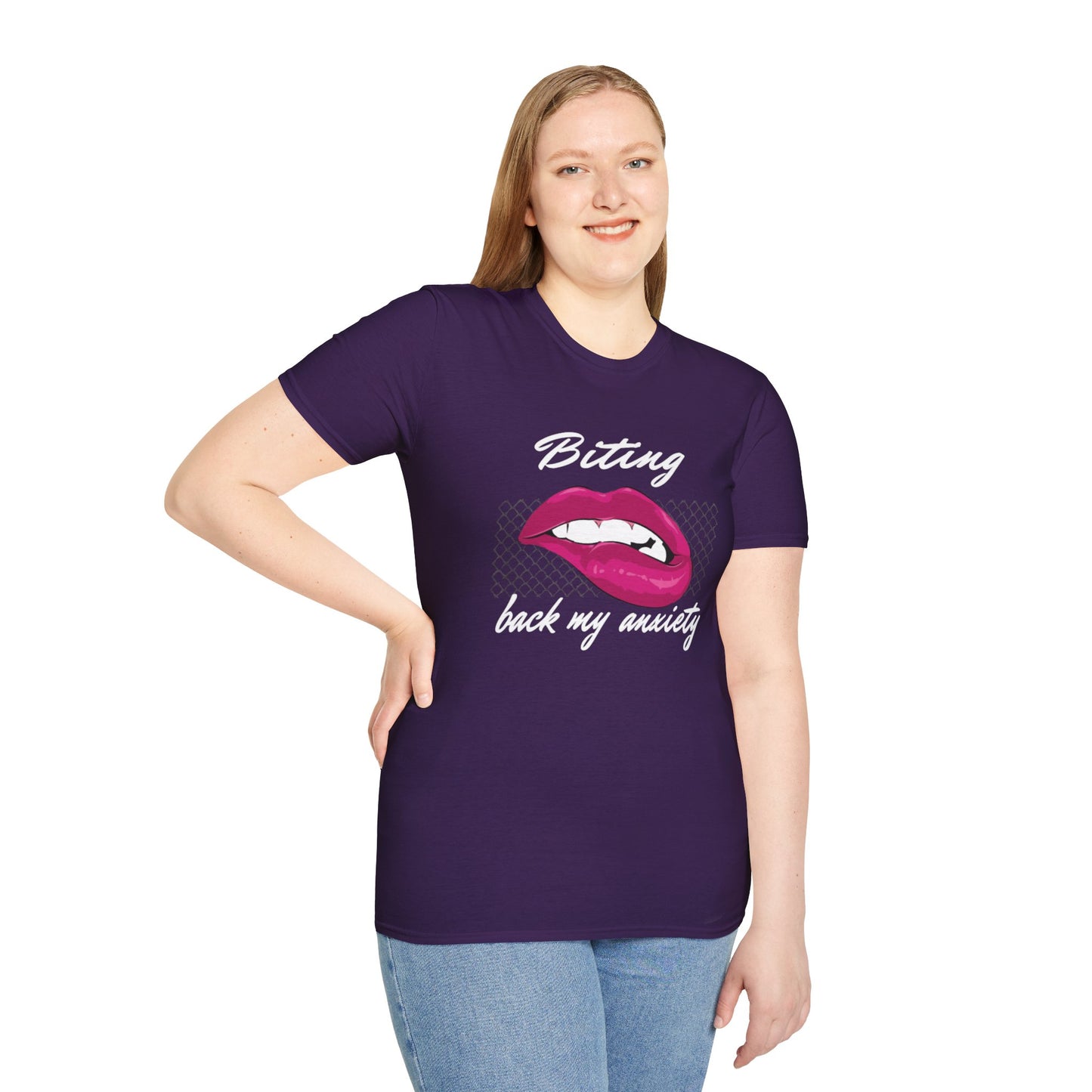 Biting Lips Graphic T-shirt in Purple from Topaz Peaks