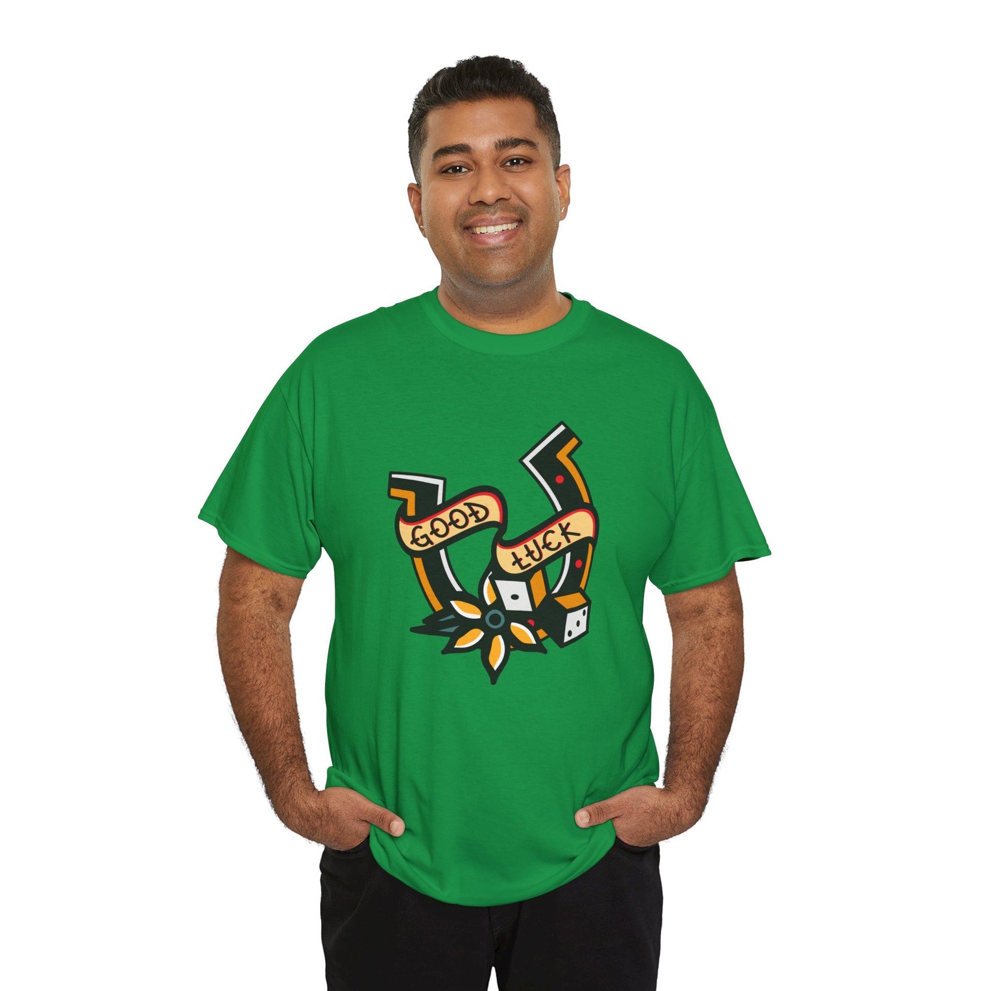 Good Luck Tattoo Art Graphic Print T-shirt in Green from Topaz Peaks