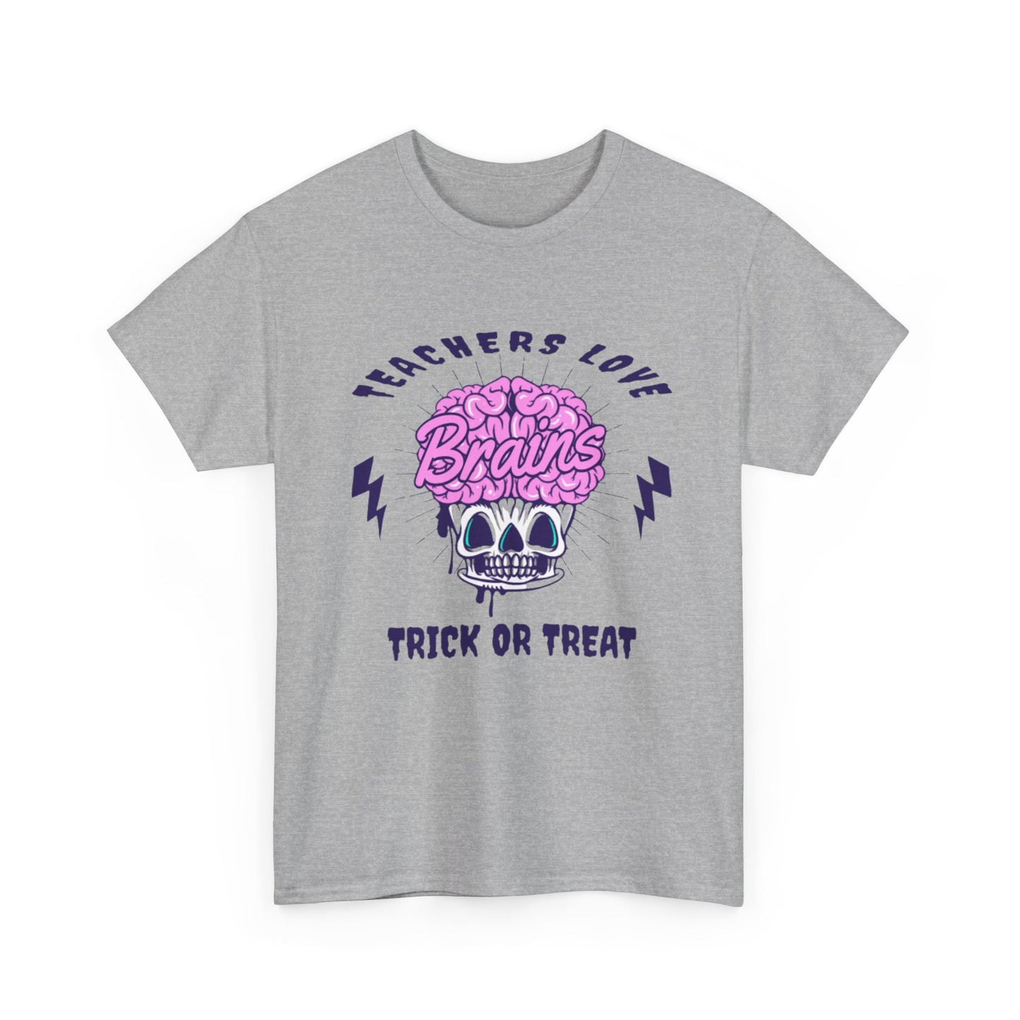 Teachers Love Brains Halloween Unisex Cotton Graphic T-shirt