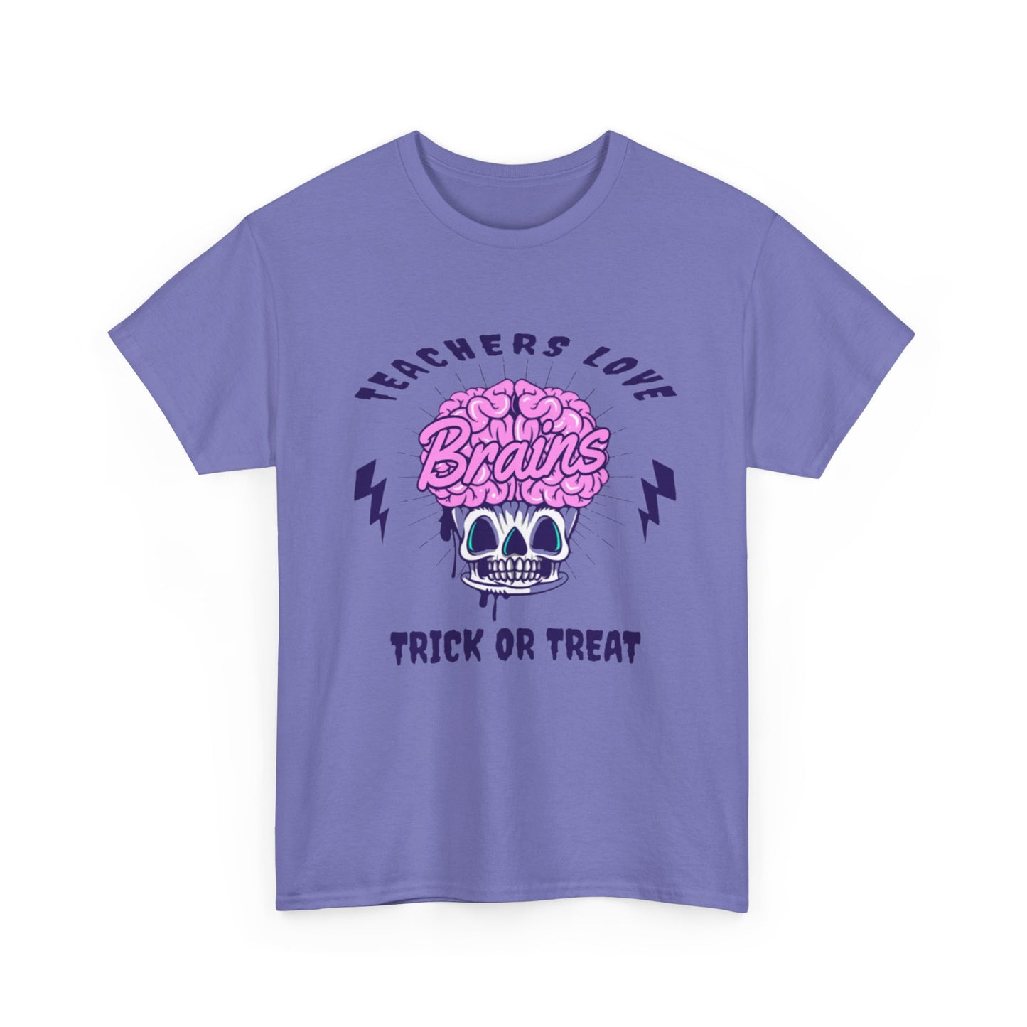 Teachers Love Brains Halloween Unisex Cotton Graphic T-shirt