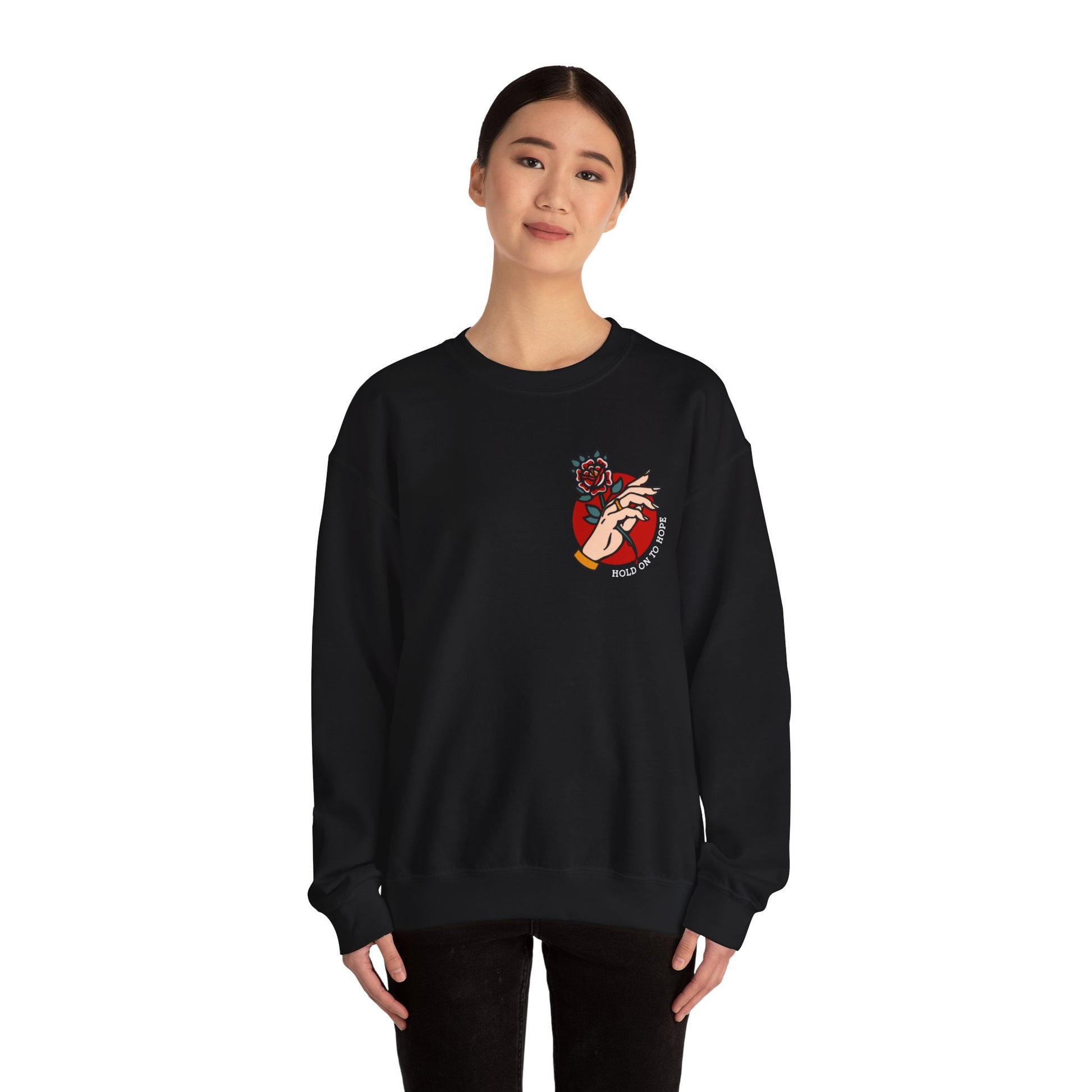 Hold On To Hope Good Things Will Come Graphic Sweatshirt in Black from Topaz Peaks