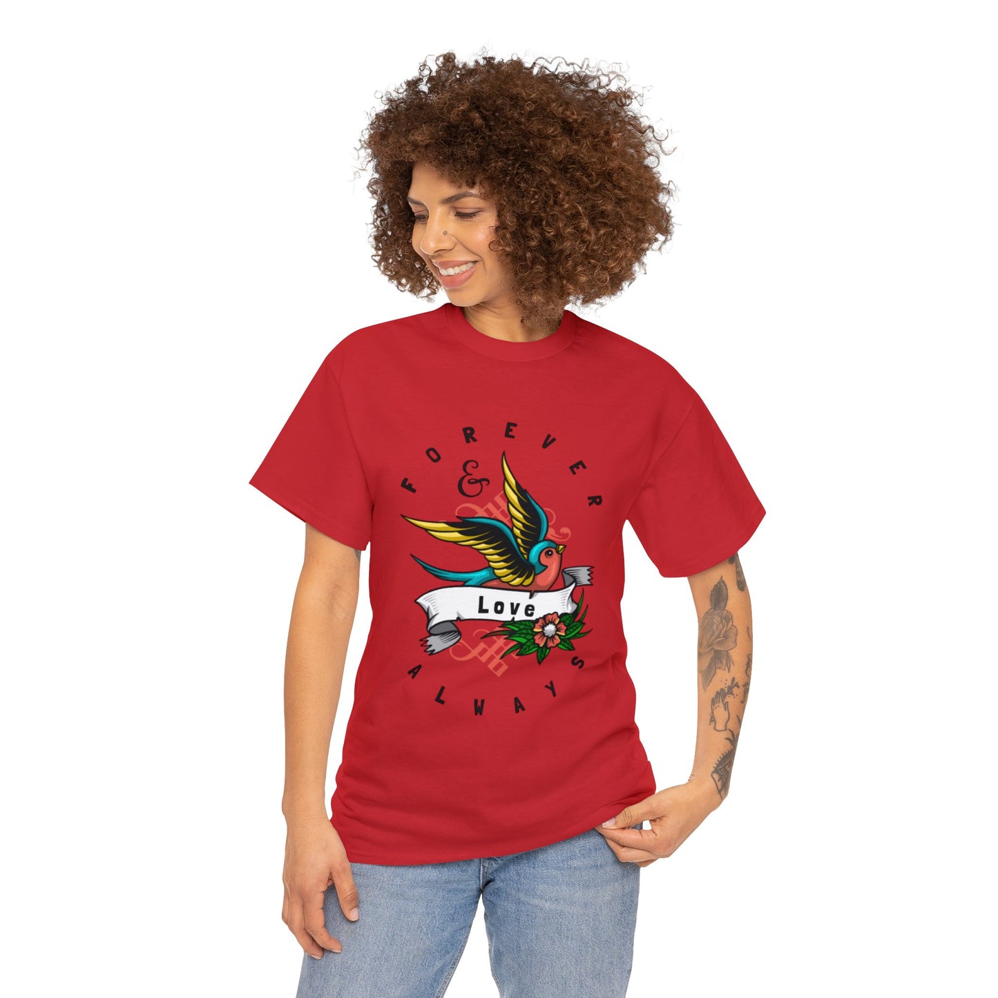 Always & Forever Love Bird Graphic T-shirt in Red from Topaz Peaks