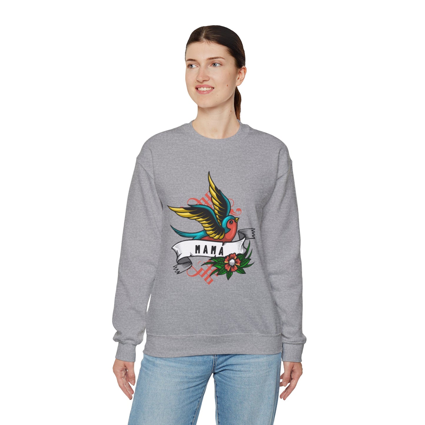 Mama Bird Vintage Style Graphic Sweatshirt in Gray from Topaz Peaks