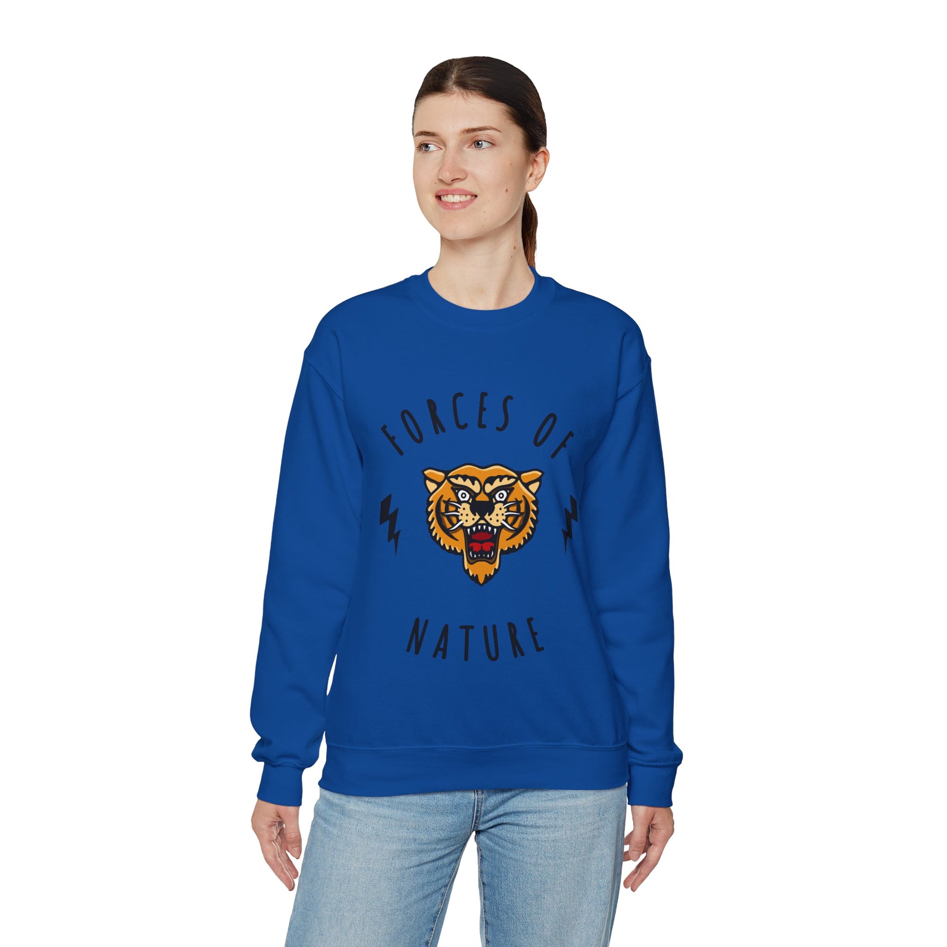 Forces of Nature Tiger Graphic Crewneck Sweatshirt in Blue from Topaz Peaks