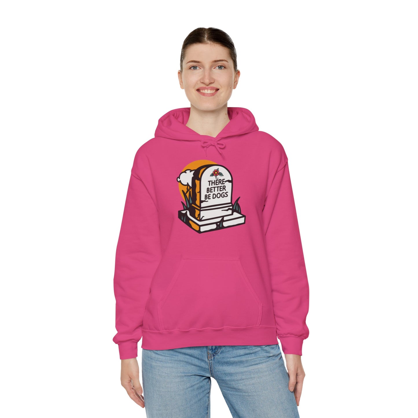 There Better Be Dogs Gravestone Pink Graphic Hoodie Sweatshirt from AllDoggosGoToHeaven and Topaz Peaks