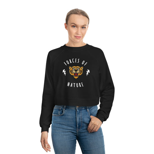 Forces of Nature Tiger Graphic Cropped Sweatshirt in Black from Topaz Peaks