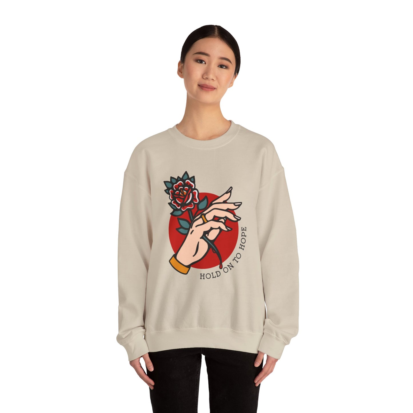 Hold On To Hope Graphic Crewneck Sweatshirt in Sand from Topaz Peaks