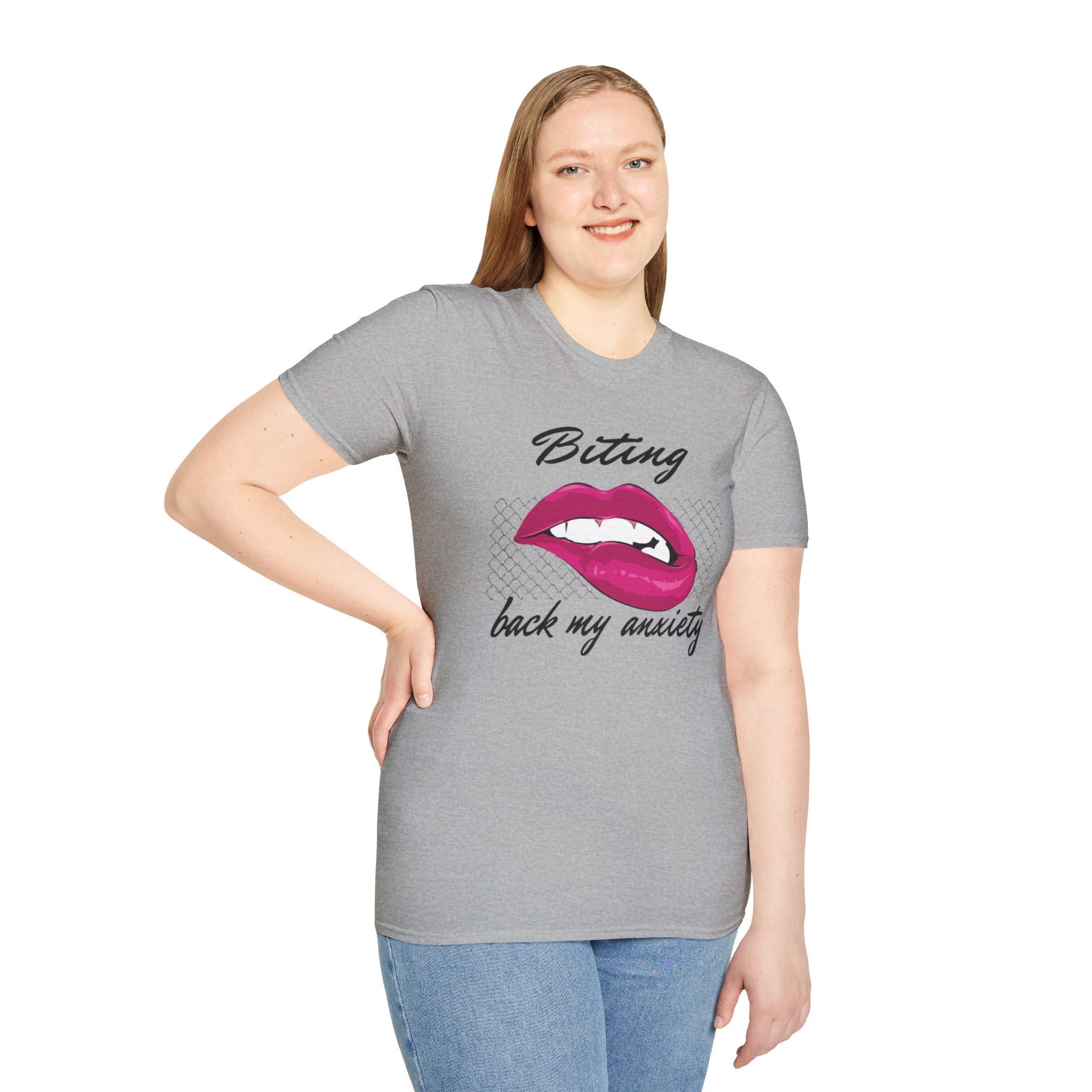 Biting Lips Graphic T-shirt in Gray from Topaz Peaks