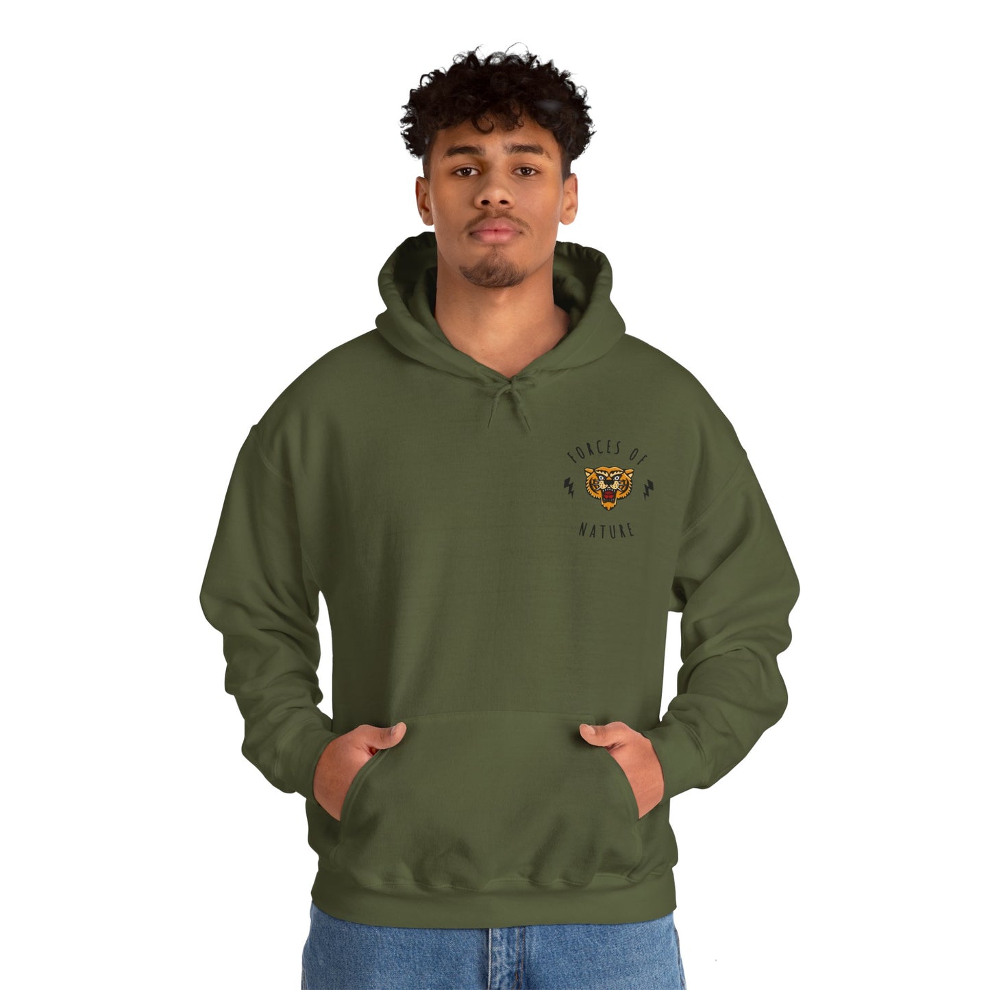 Forces of Nature Tiger Graphic Hoodie Sweatshirt in Green from Topaz Peaks