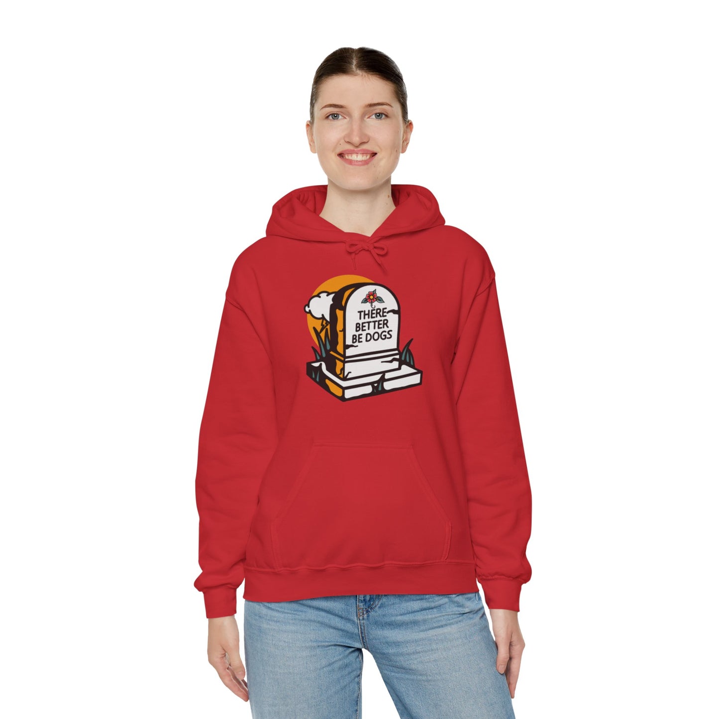 There Better Be Dogs Gravestone Red Graphic Hoodie Sweatshirt from AllDoggosGoToHeaven and Topaz Peaks