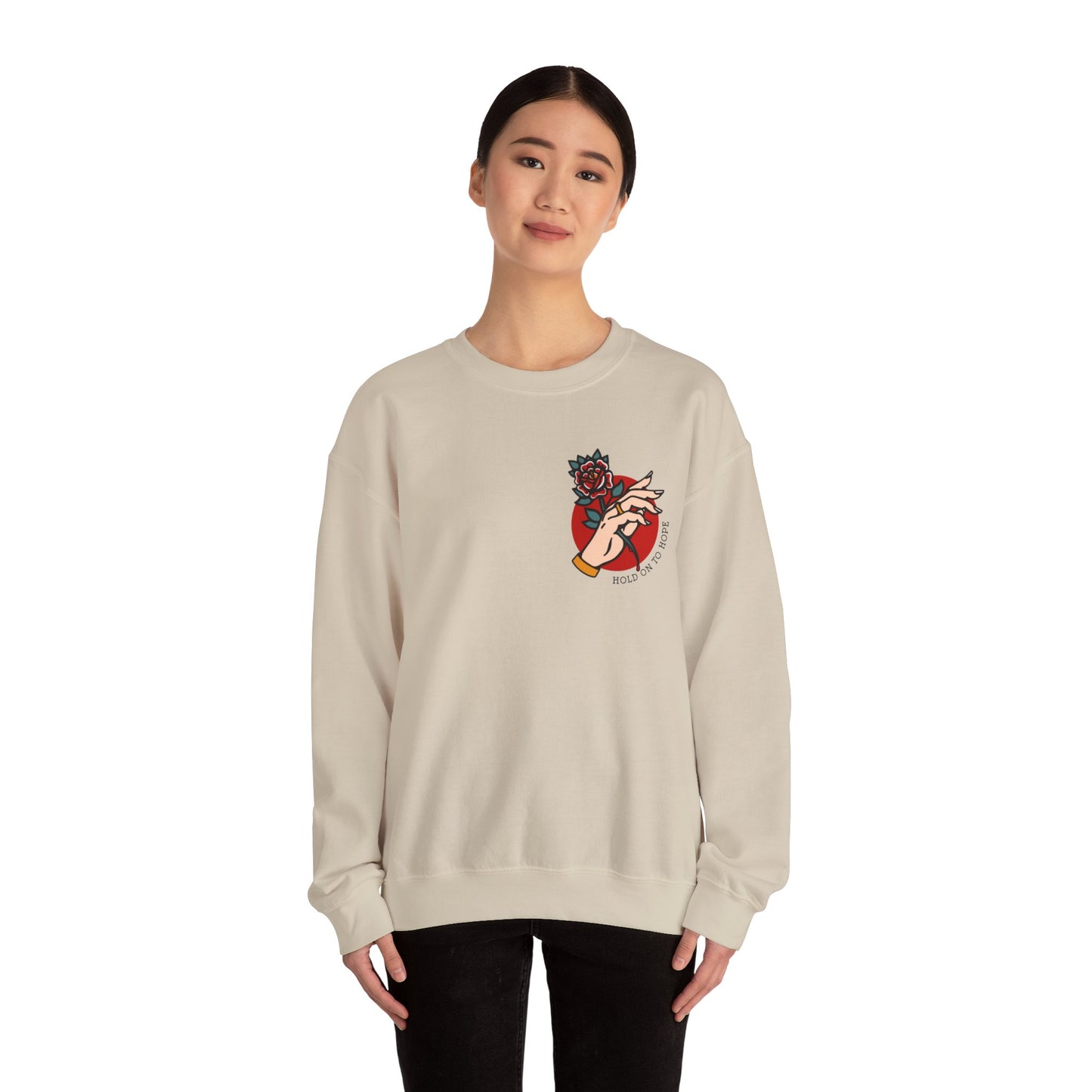 Hold On To Hope Good Things Will Come Graphic Sweatshirt in Sand from Topaz Peaks