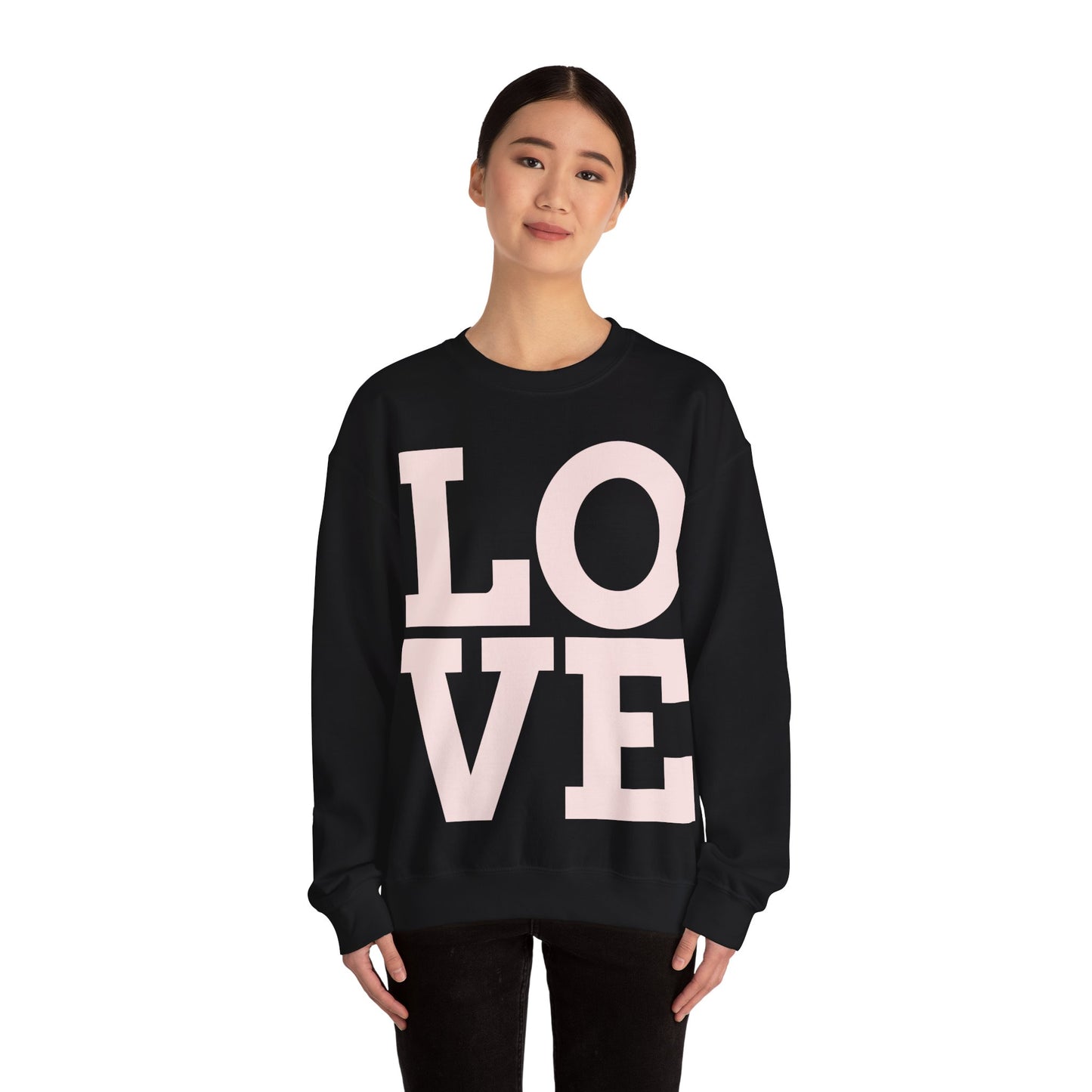 LOVE text graphic crewneck T-Shirt in Black from Topaz Peaks