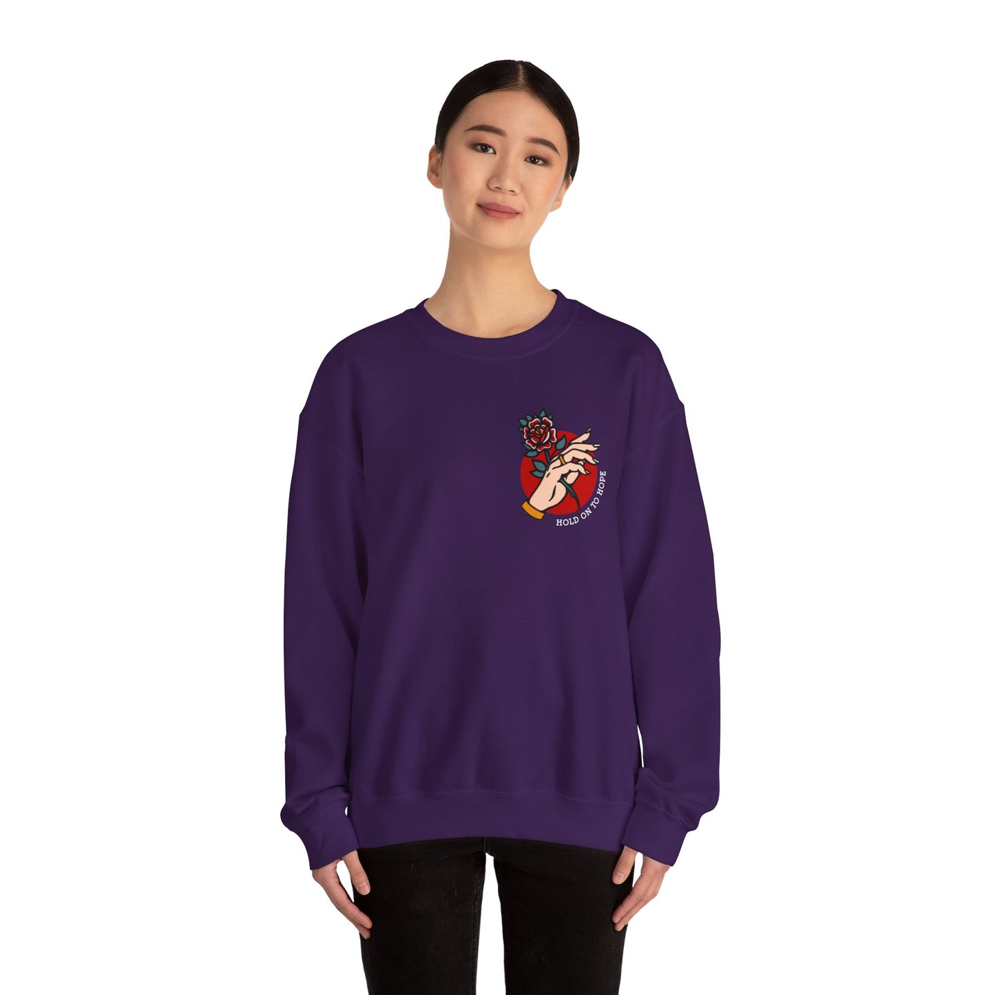 Hold On To Hope Good Things Will Come Graphic Sweatshirt in Purple from Topaz Peaks