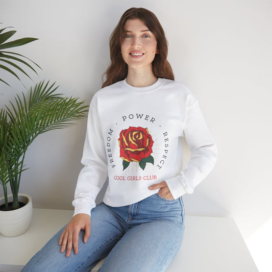 Cool Girls Club Rose Graphic Print Sweatshirt in White from Topaz Peaks