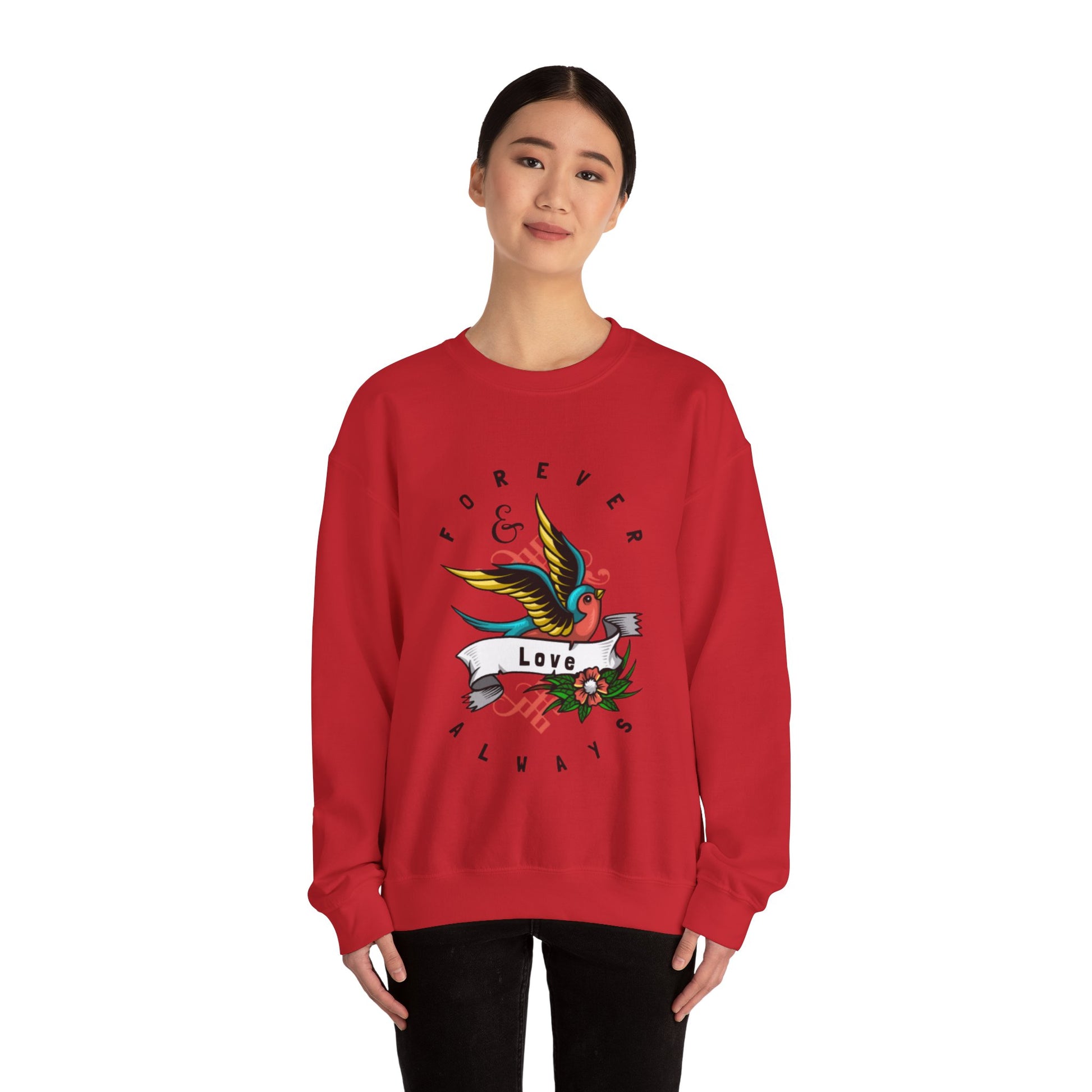 Always & Forever Love Bird Graphic Crewneck Sweatshirt in Red from Topaz Peaks