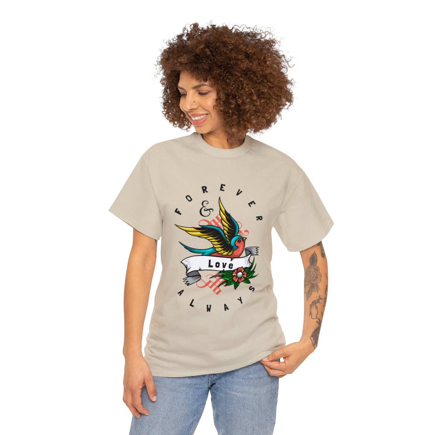 Always & Forever Love Bird Graphic T-shirt in Beige from Topaz Peaks