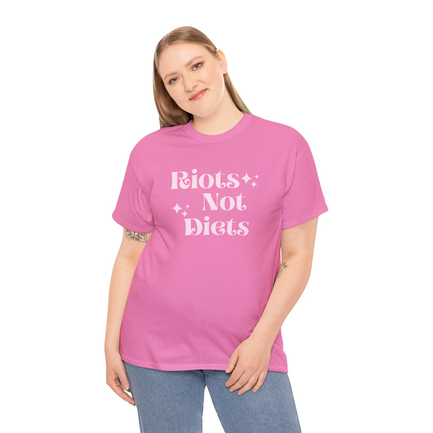 Riots Not Diets Protest Cotton Crewneck Graphic T-shirt