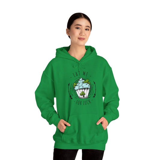 Eat Me For Luck Cupcake Graphic Hoodie Sweatshirt in Green from Topaz Peaks