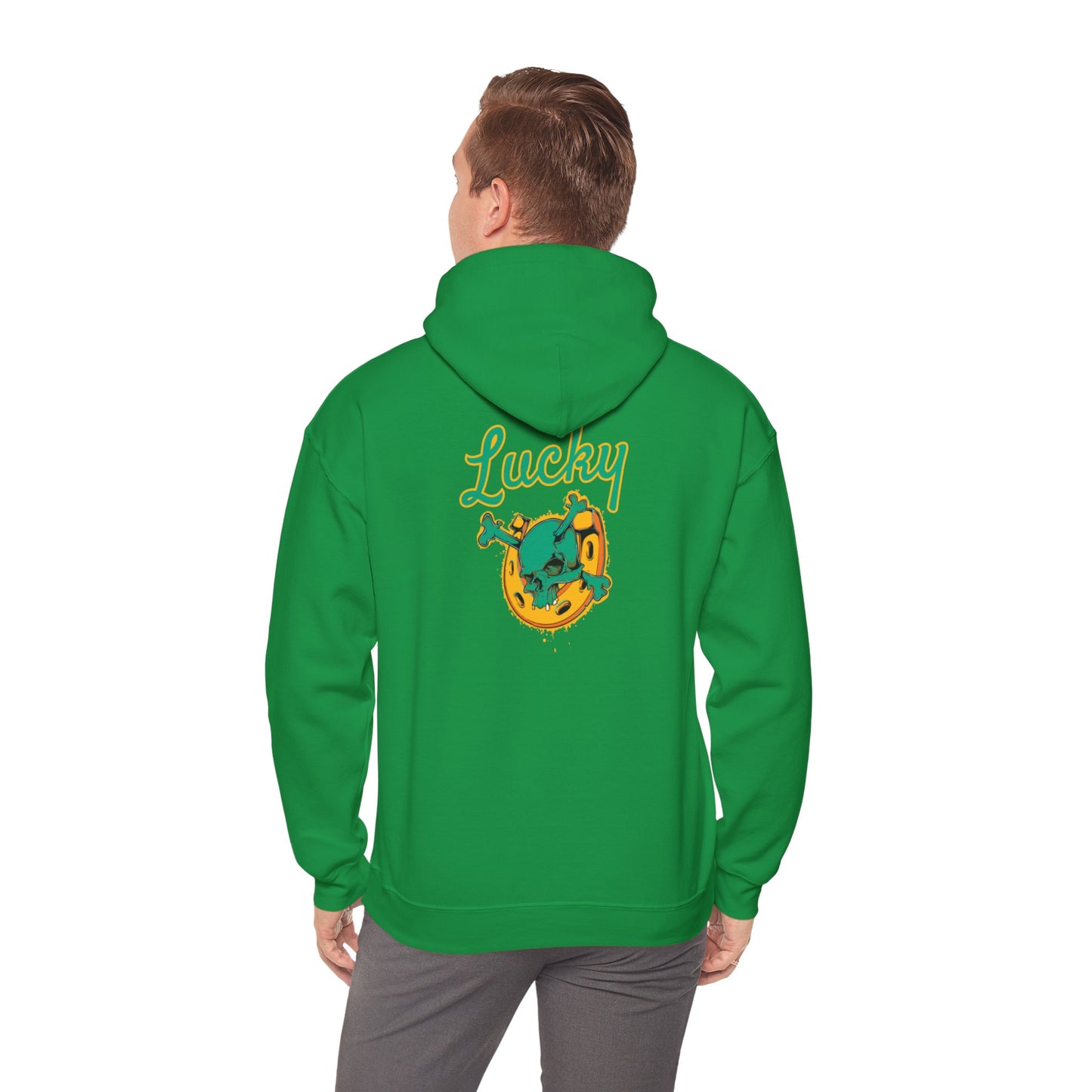 Lucky Horseshoe Skull and Crossbones Hoodie Sweatshirt in Green from Topaz Peaks