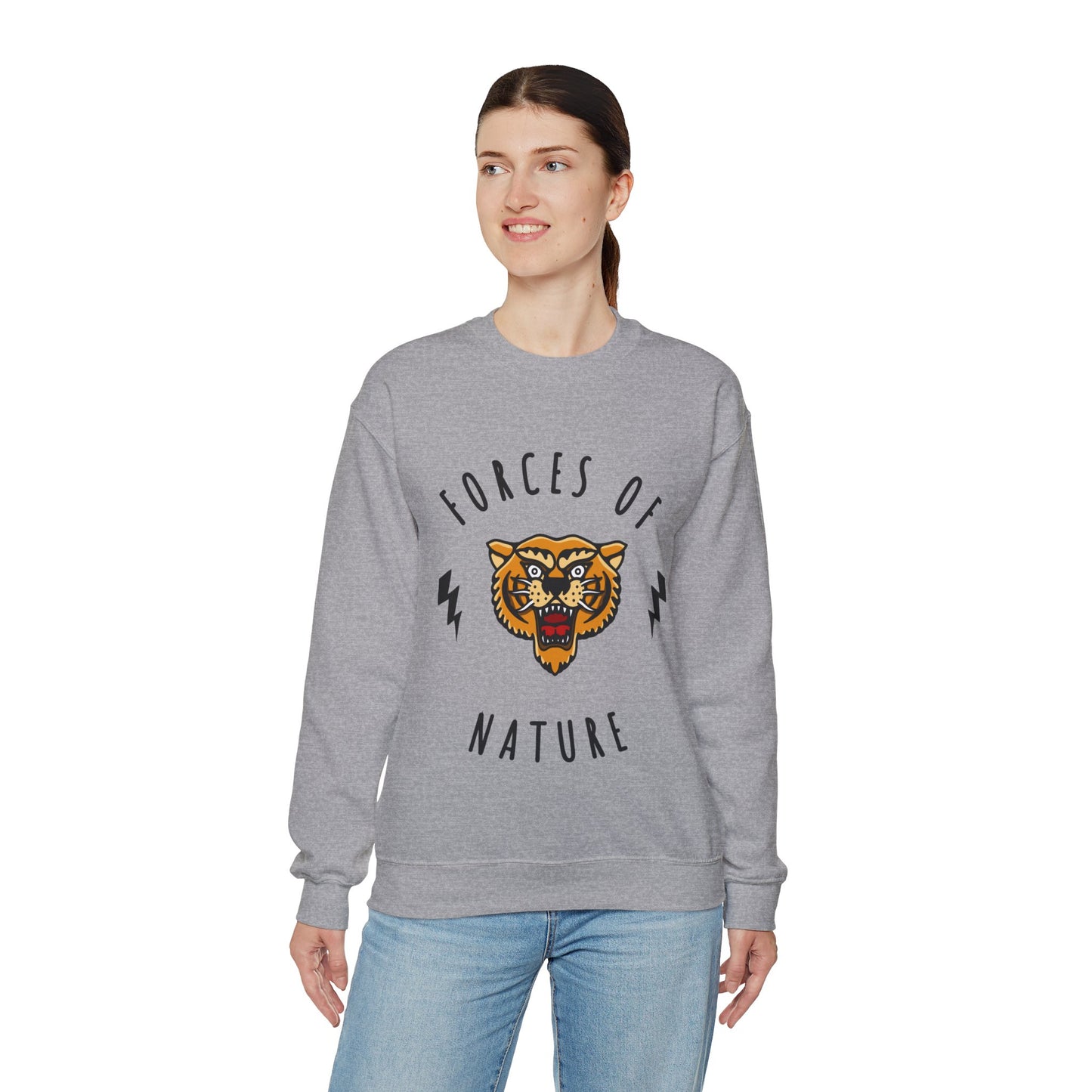 Forces of Nature Tiger Graphic Crewneck Sweatshirt in Gray from Topaz Peaks