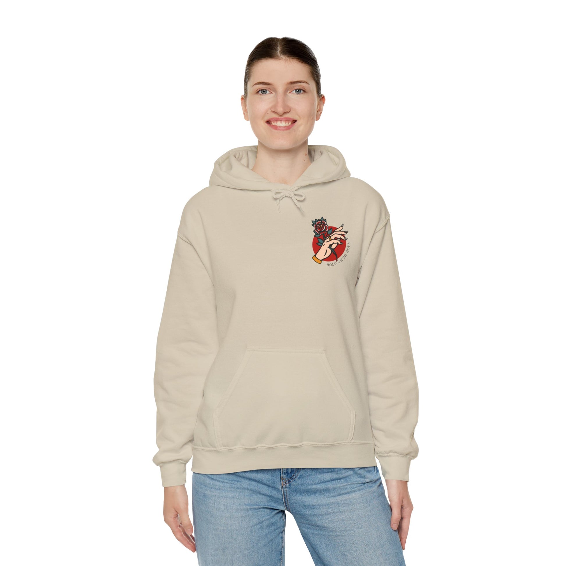 Hold On To Hope Good Things Will Come Graphic Hoodie Sweatshirt in Sand from Topaz Peaks