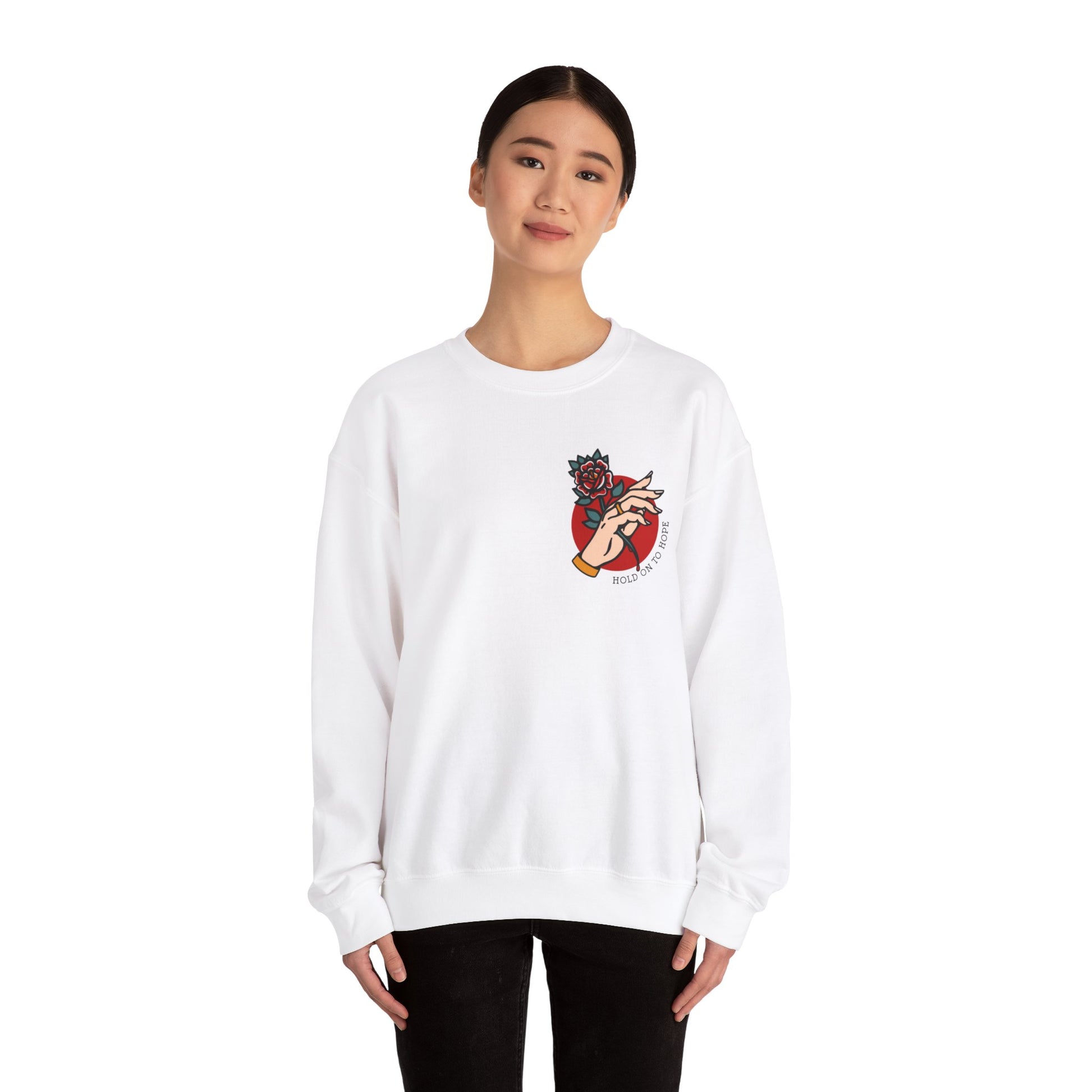 Hold On To Hope Good Things Will Come Graphic Sweatshirt in White from Topaz Peaks