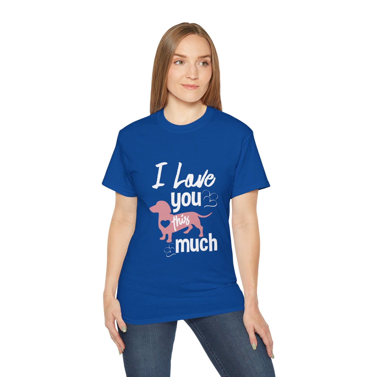 I Love You Daschund Dog Heart Unisex Cotton Graphic T-shirt