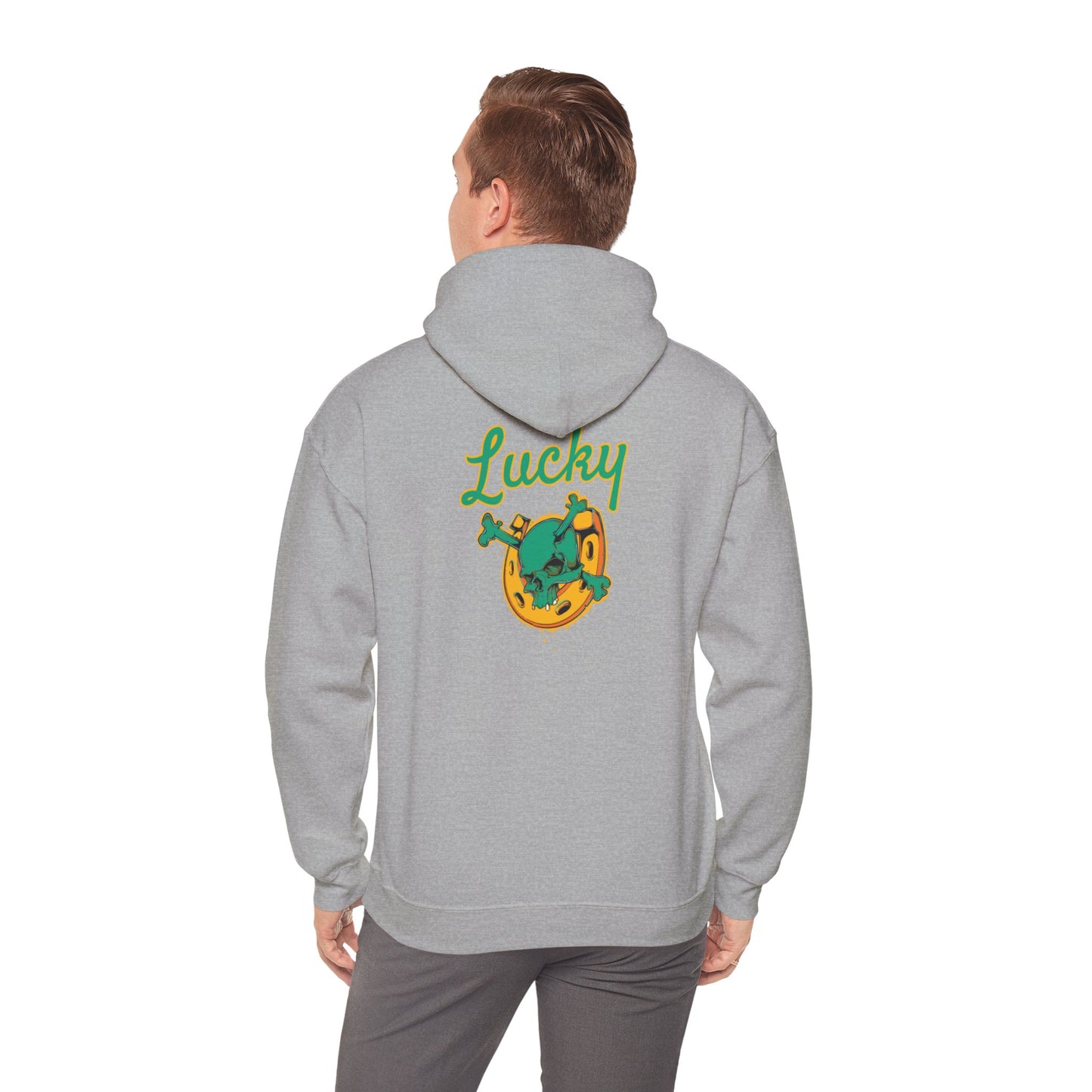 Lucky Horseshoe Skull and Crossbones Hoodie Sweatshirt in Gray from Topaz Peaks