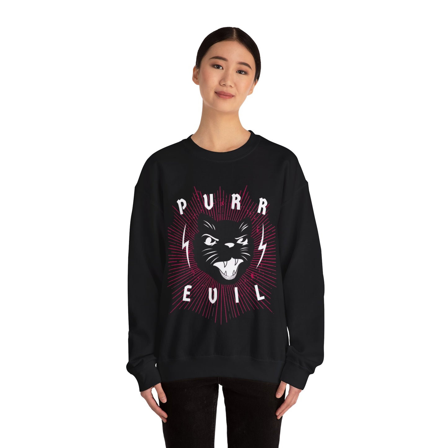 Purr Evil Kitty Unisex Crewneck Graphic Sweatshirt