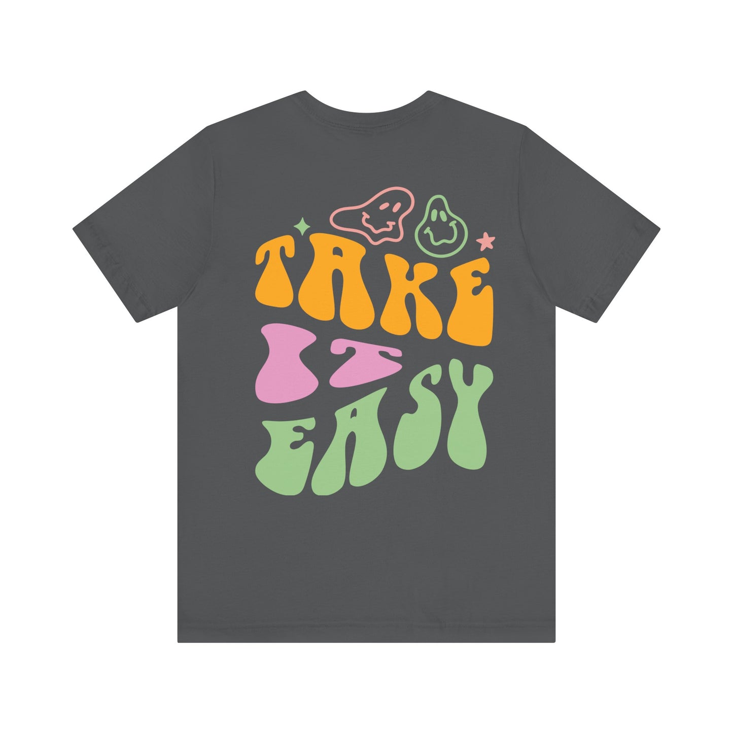 Take It Easy Smiley Unisex Cotton Crewneck T-shirt