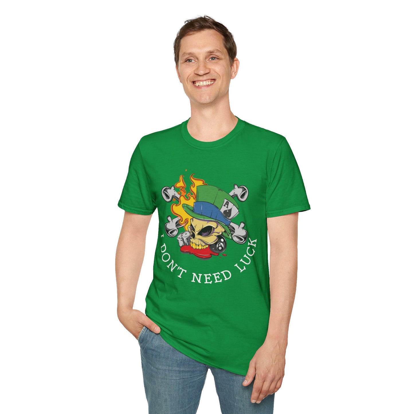 I Don't Need Luck Skull & Crossbones Graphic T-shirt in Green from Topaz Peaks