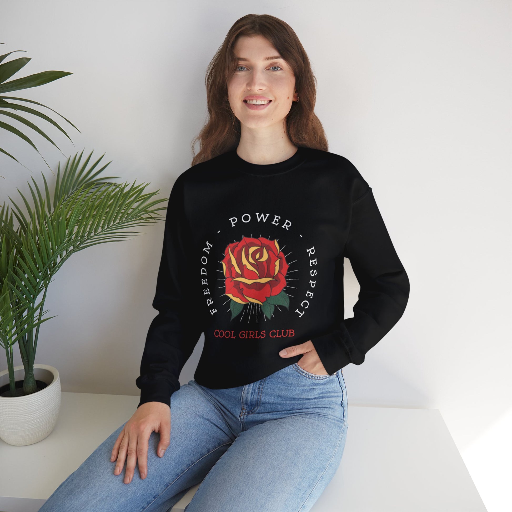 Cool Girls Club Rose Graphic Print Sweatshirt in Black from Topaz Peaks