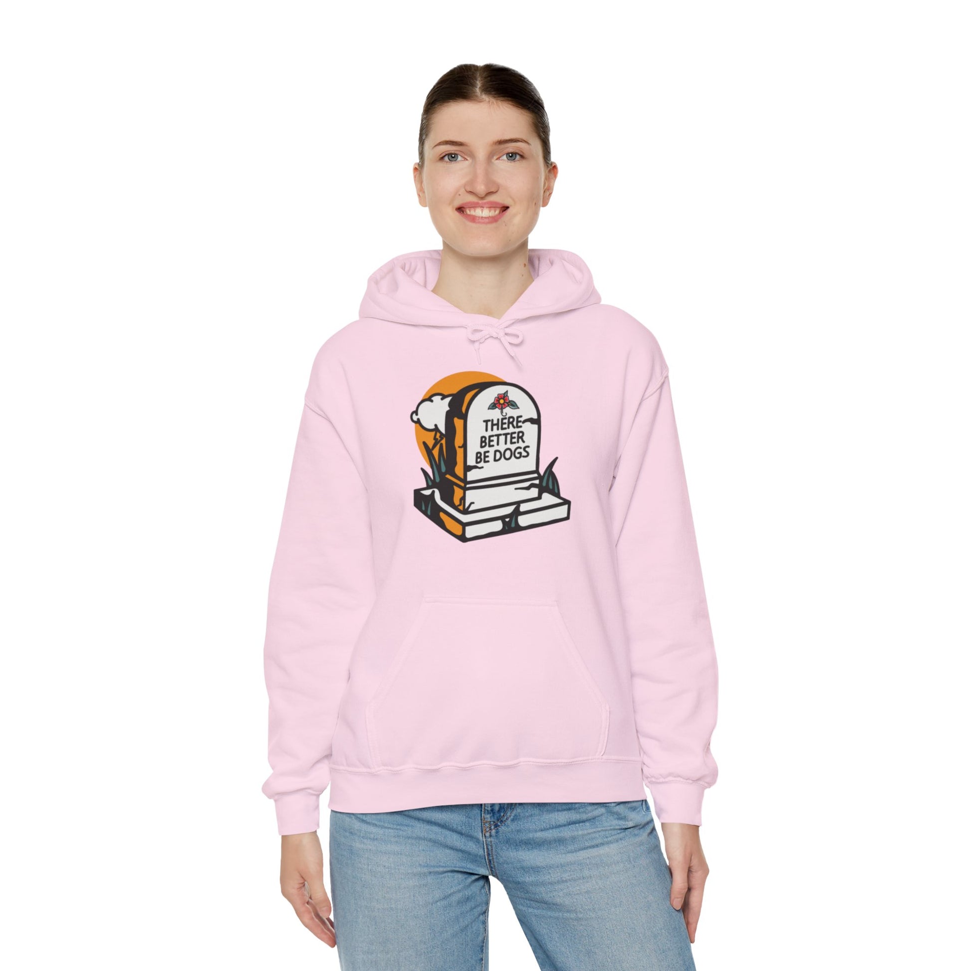 There Better Be Dogs Gravestone PInk Graphic Hoodie Sweatshirt from AllDoggosGoToHeaven and Topaz Peaks