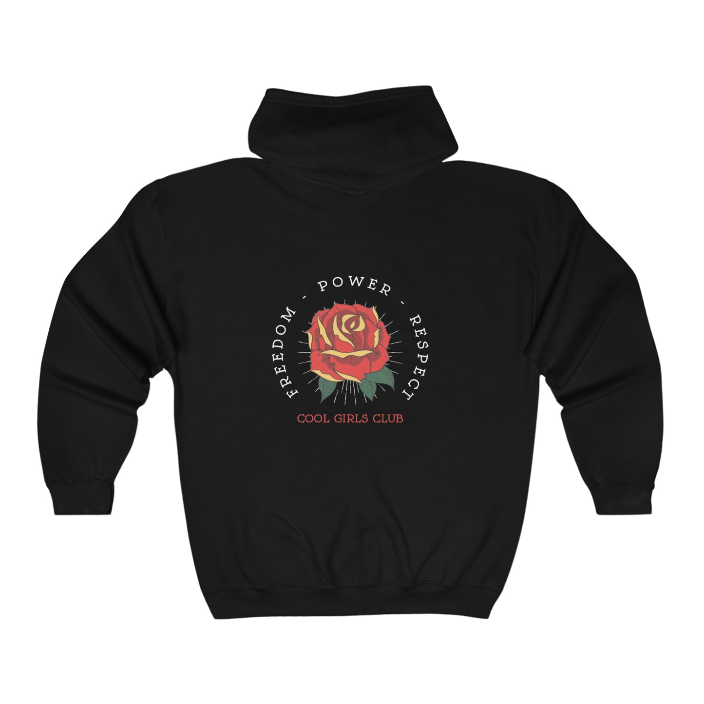 Cool Girls Club Zipper Hoodie Rose Graphic Sweatshirt in Black from Topaz Peaks