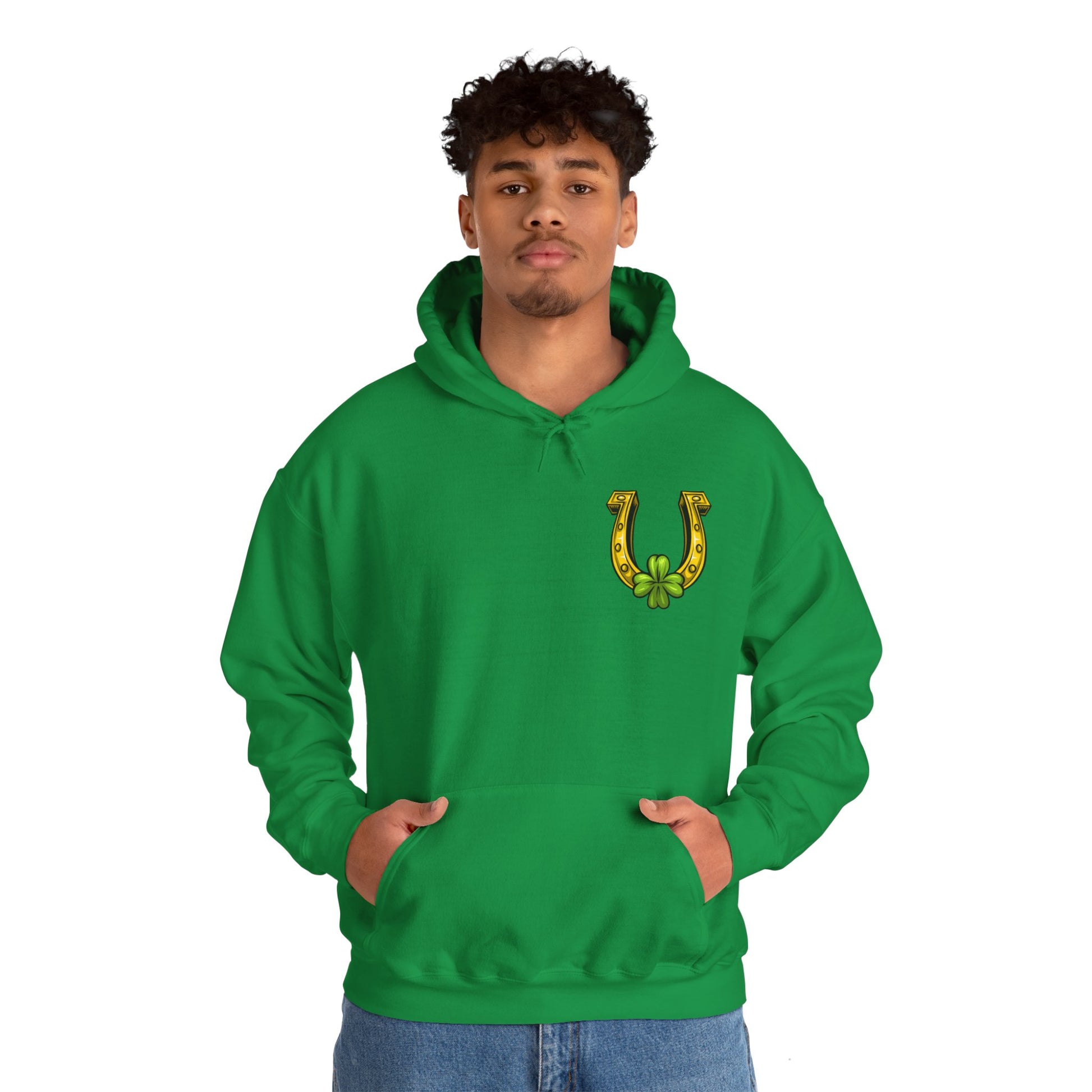 Lucky Horseshoe Shamrock Graphic Hoodie Sweatshirt in Green from Topaz Peaks