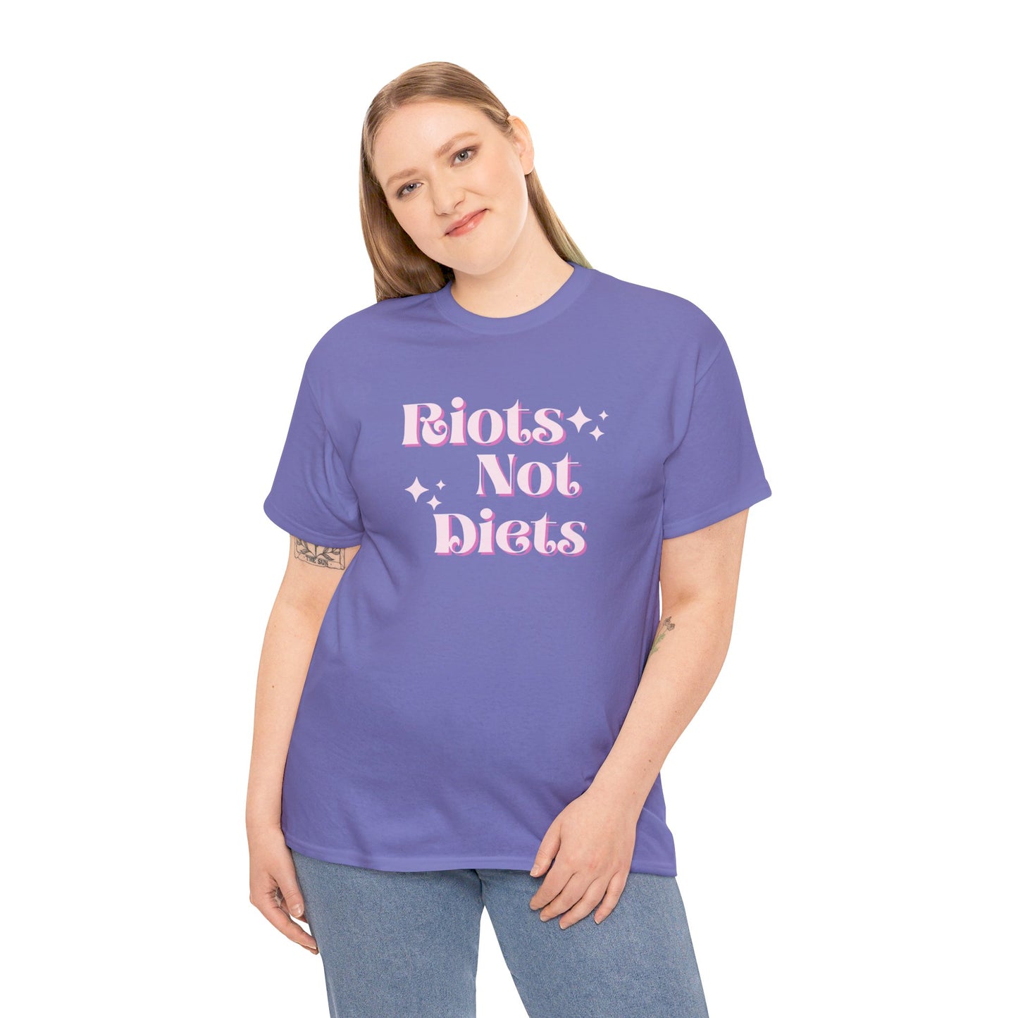 Riots Not Diets Protest Cotton Crewneck Graphic T-shirt